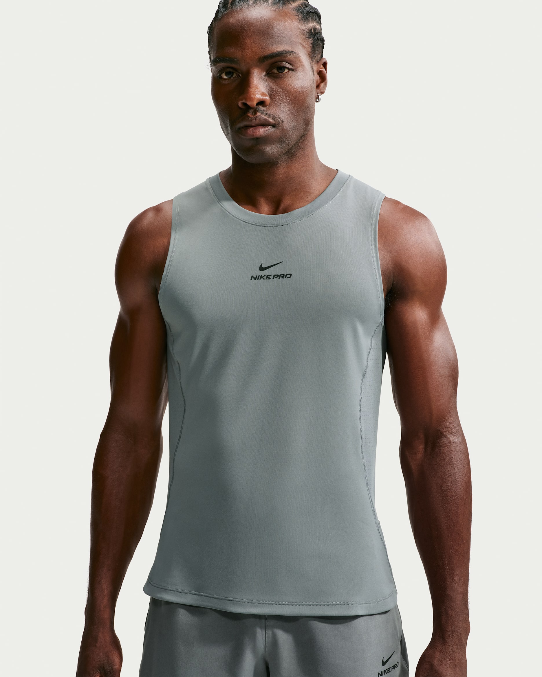 Nike Pro Men's Dri-FIT Training Tank - Smoke Grey/Black
