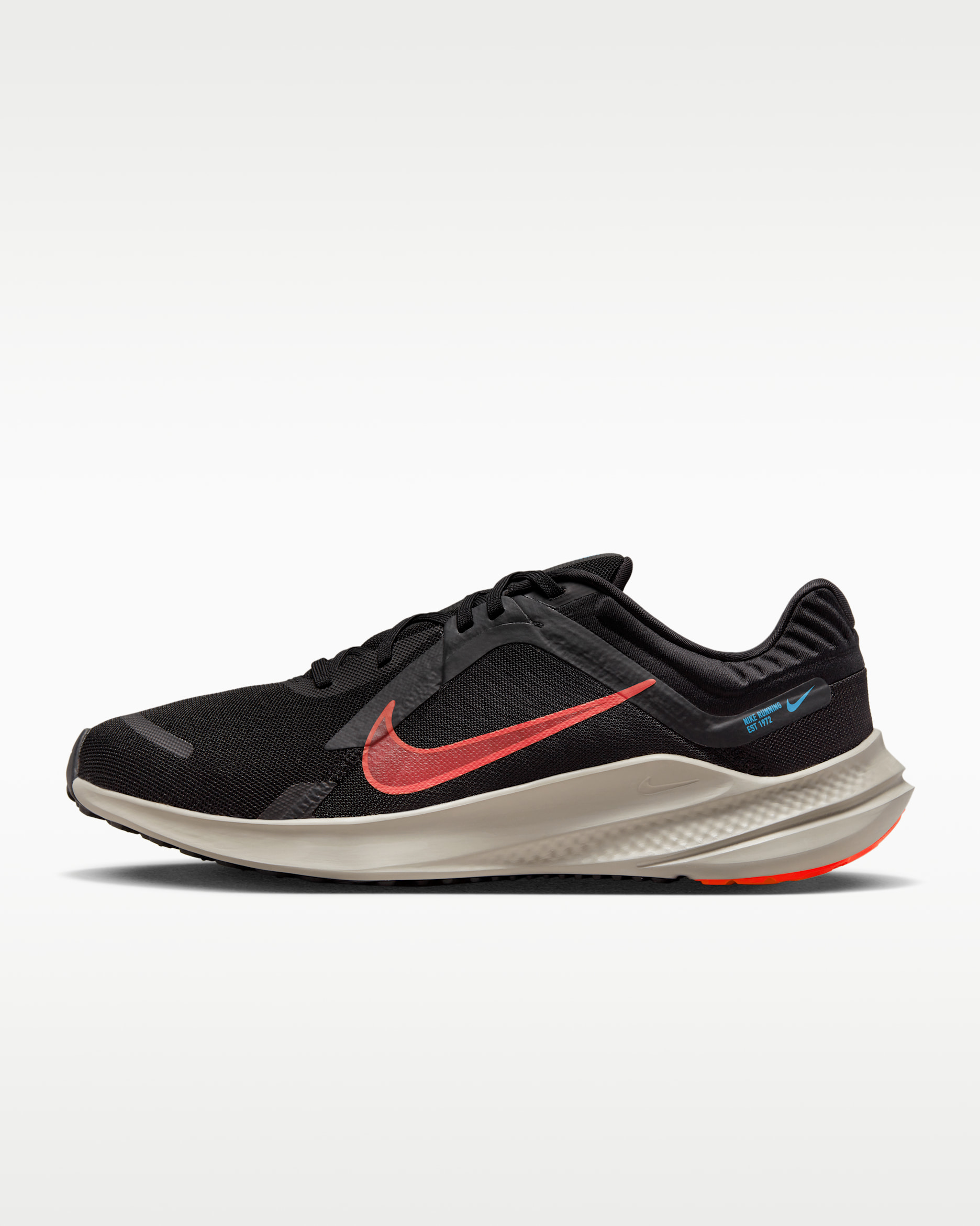 Nike Quest 5 Men's Road Running Shoes - Black/Cobblestone/Laser Blue/Bright Crimson