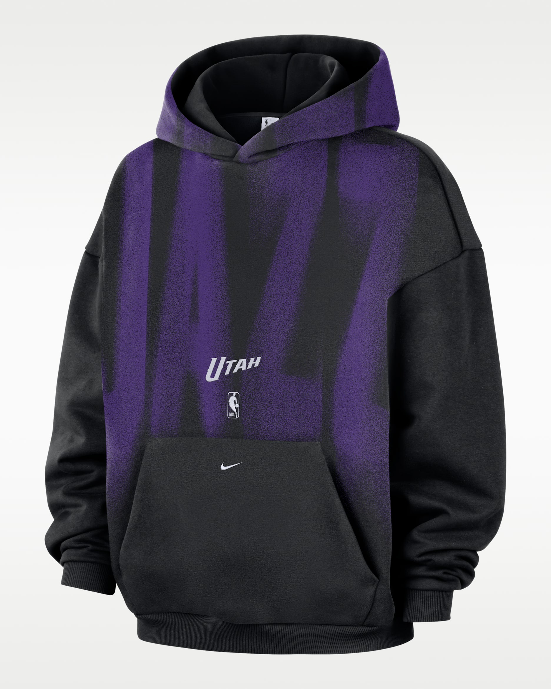 Utah Jazz Standard Issue Men's Therma-FIT Fleece Basketball Hoodie - Black/White