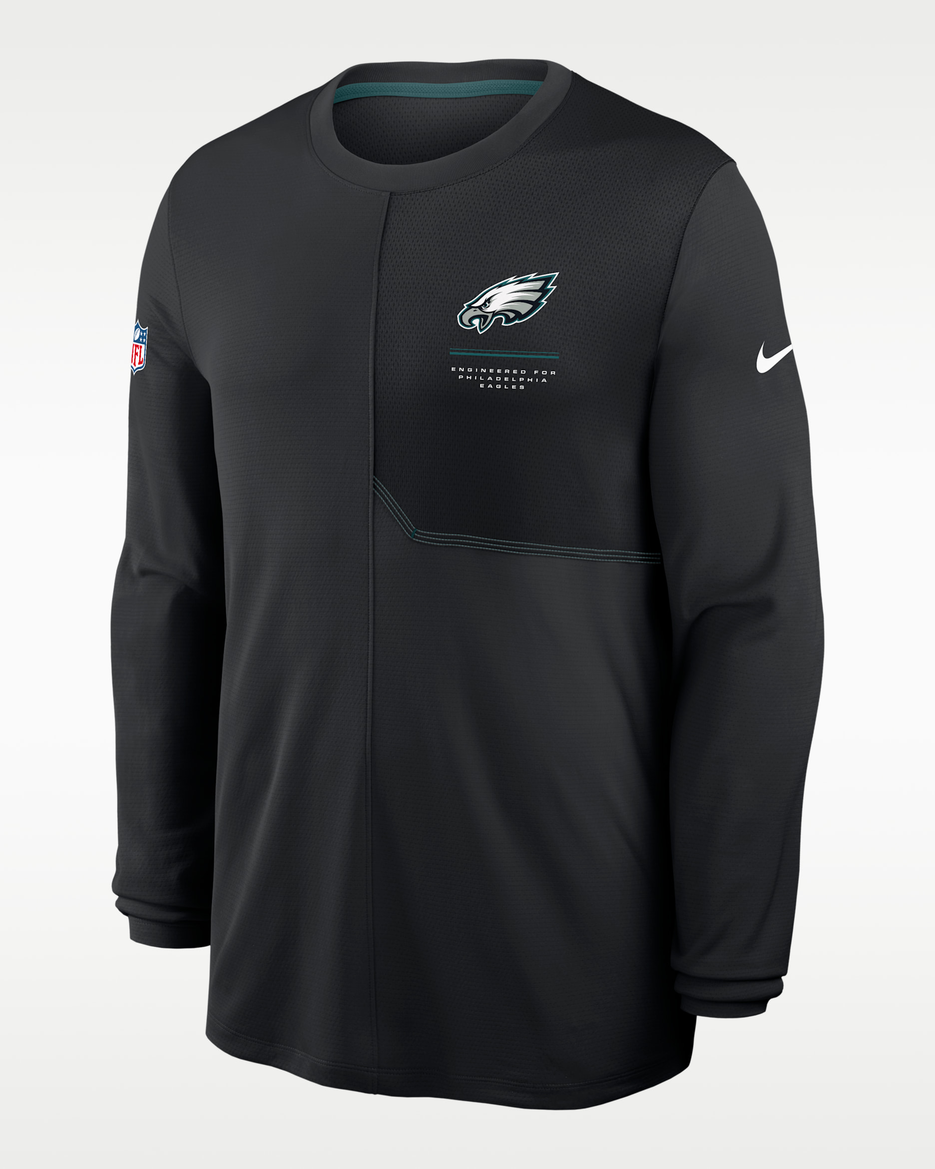 Playera de manga larga Nike Dri-FIT de la NFL para hombre Philadelphia Eagles Sideline Coach - Negro