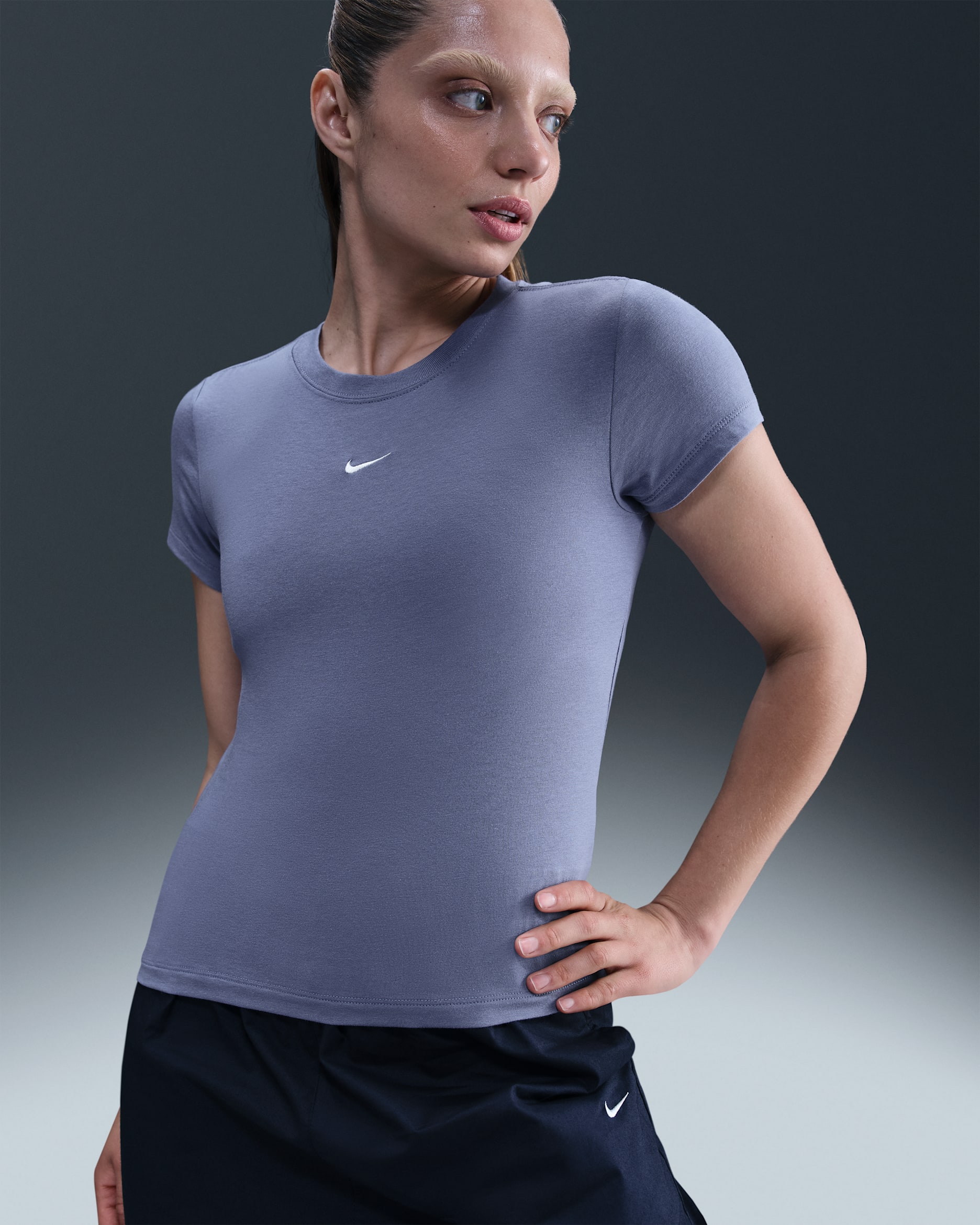 Playera para mujer Nike Sportswear Chill Knit - Índigo mundial/Vela
