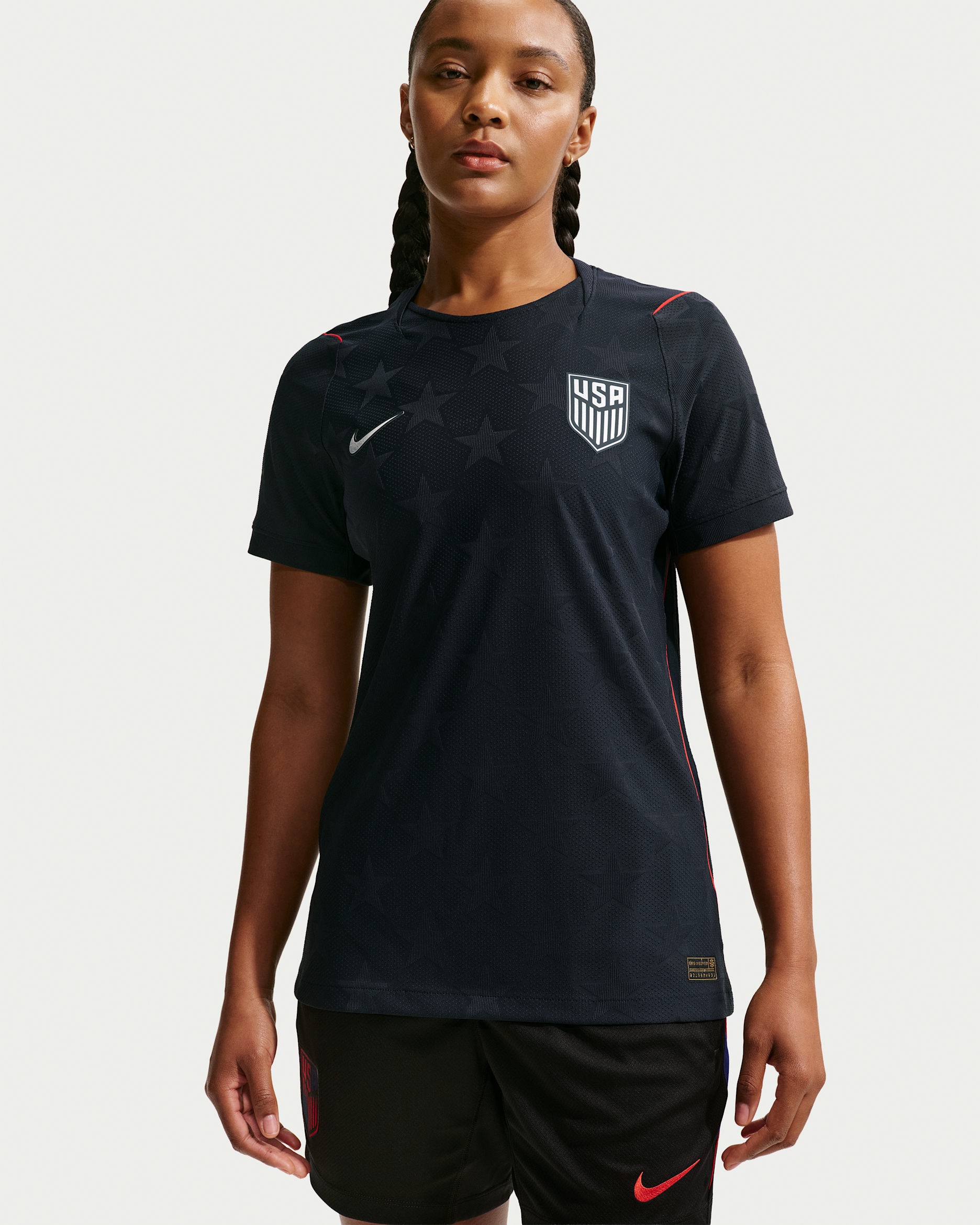 USMNT 2026/27 Match Away Women's Nike Aero-FIT Soccer Authentic Jersey - Dark Obsidian/University Red/Pure Platinum