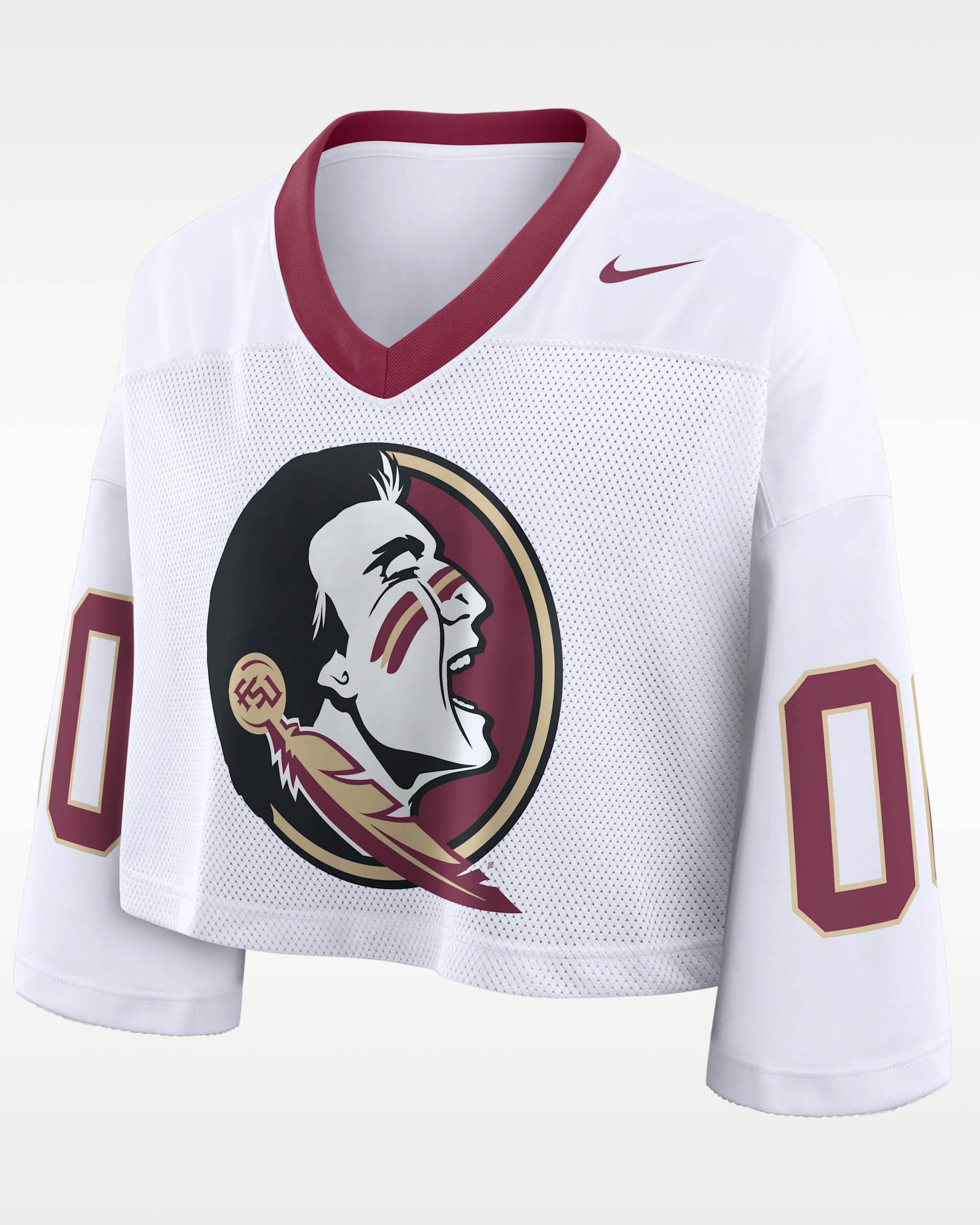 Florida State Logo Women's Nike Dri-FIT College Cropped Jersey - White/Maroon