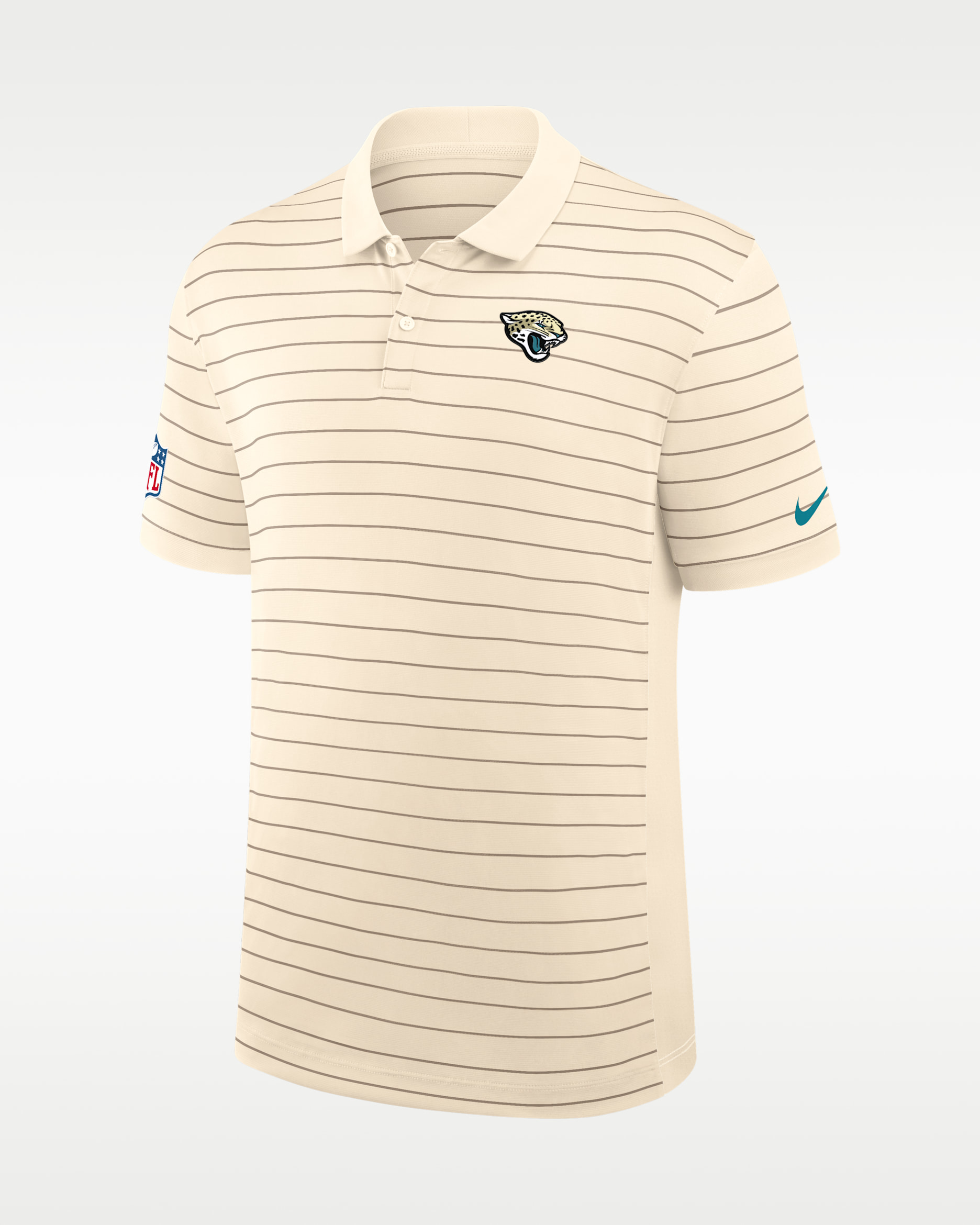 Jacksonville Jaguars Rivalries Collection Sideline Victory Striped Men's Nike Dri-FIT NFL Polo - Natural