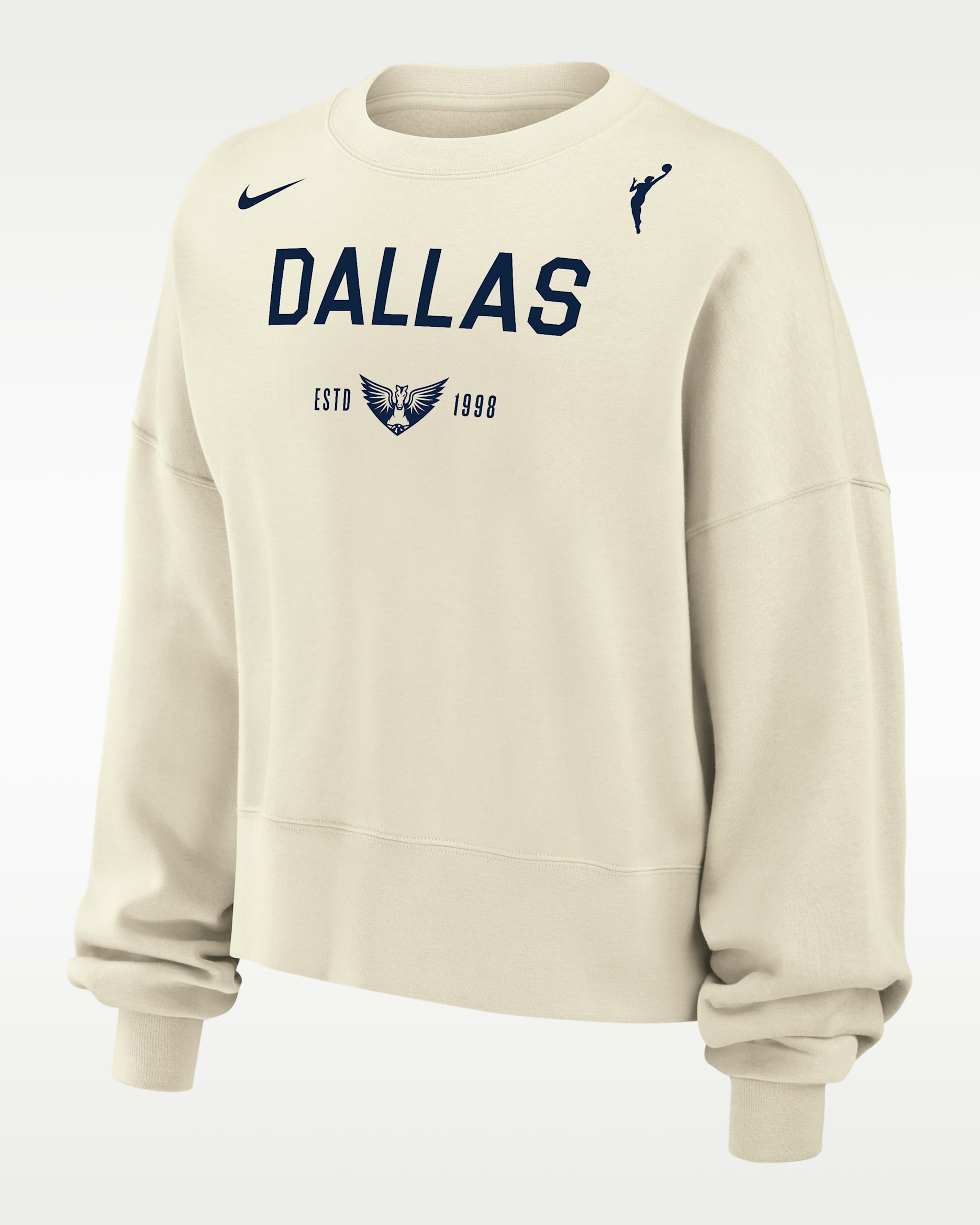Sudadera de cuello redondo Nike de la WNBA para mujer Dallas Wings Phoenix Fleece - Vela