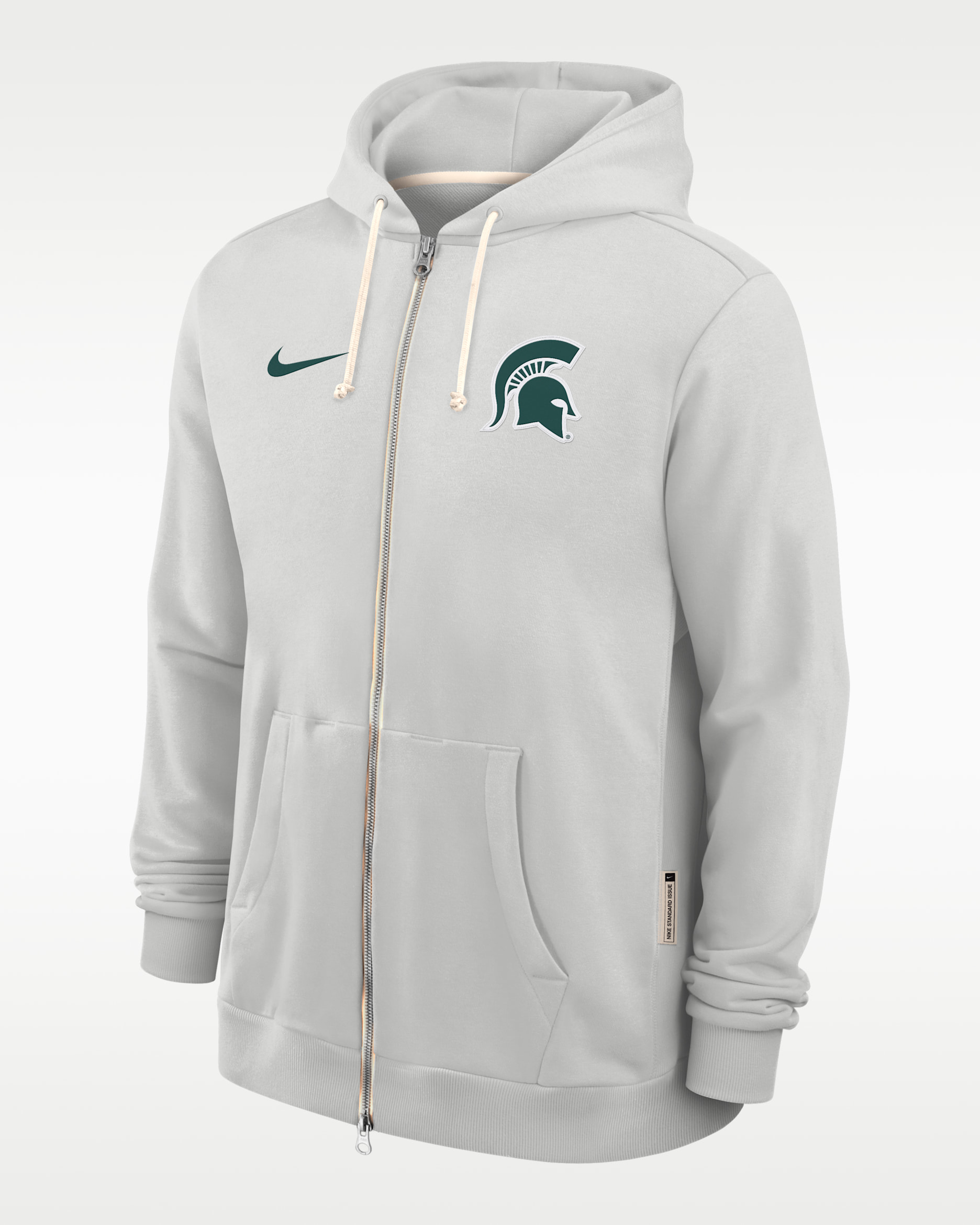 Sudadera con gorro universitaria Nike Dri-FIT de cierre completo para hombre Michigan State Sideline - Gris