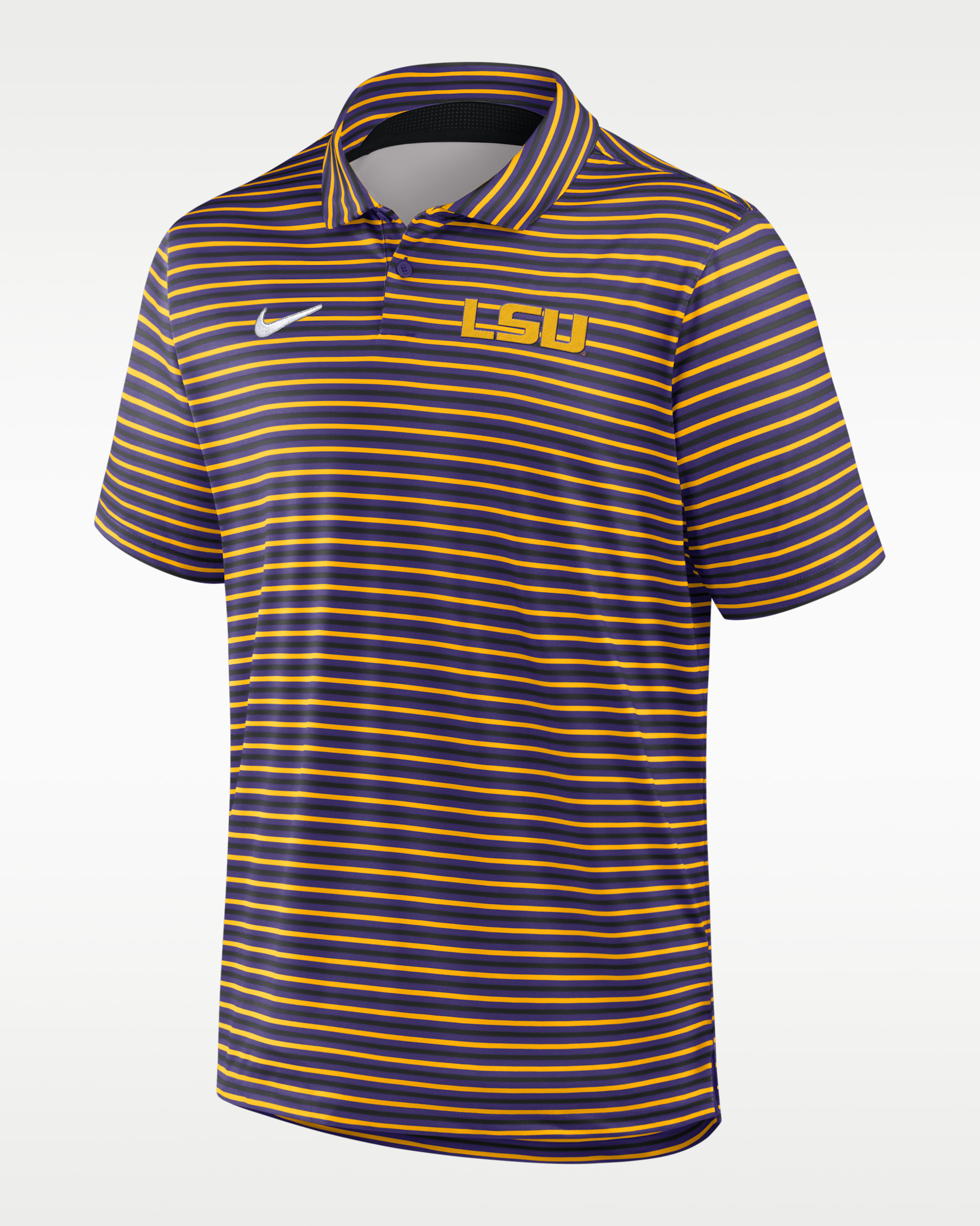 Polo universitario Nike Dri-FIT para hombre LSU Tour Stripe - Morado