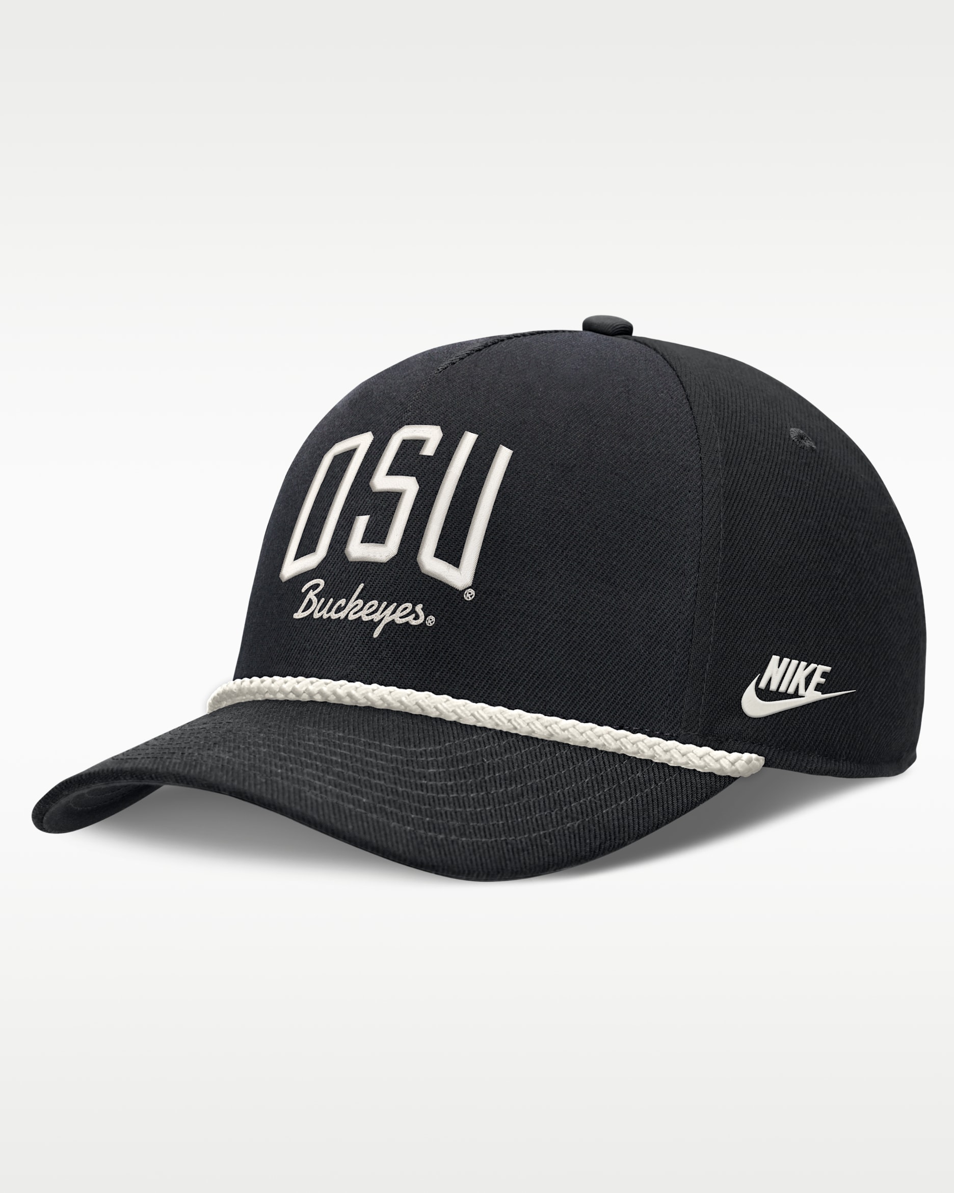 Ohio State Legacy Letter Rise Men's Nike Dri-FIT College A-Frame Adjustable Hat - Black