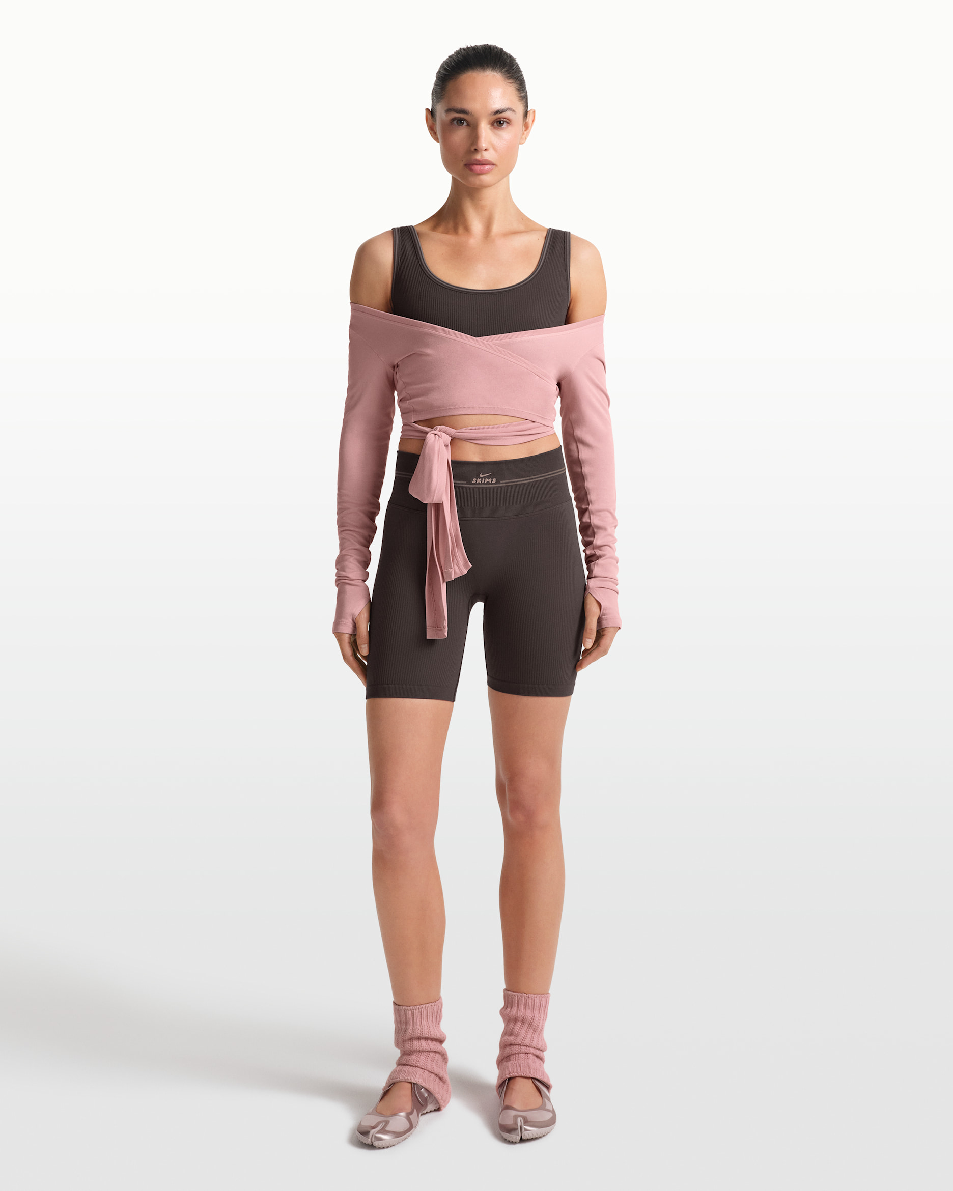 Shorts NikeSKIMS Ribbed Seamless 13 cm för kvinnor - NSKM PHOENIX/NSKM TRUFFLE