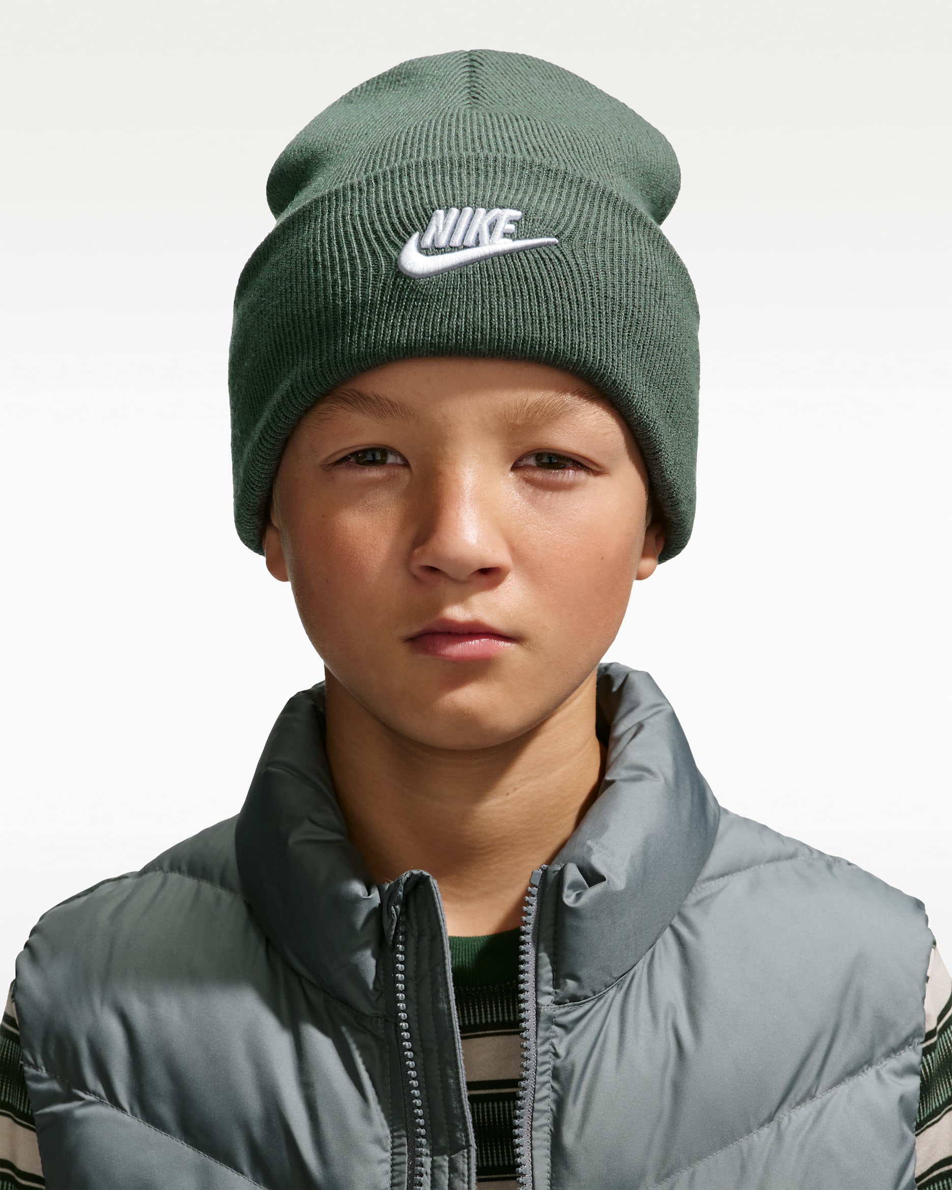 Nike Peak beanie voor kids - Camo Green/Wit