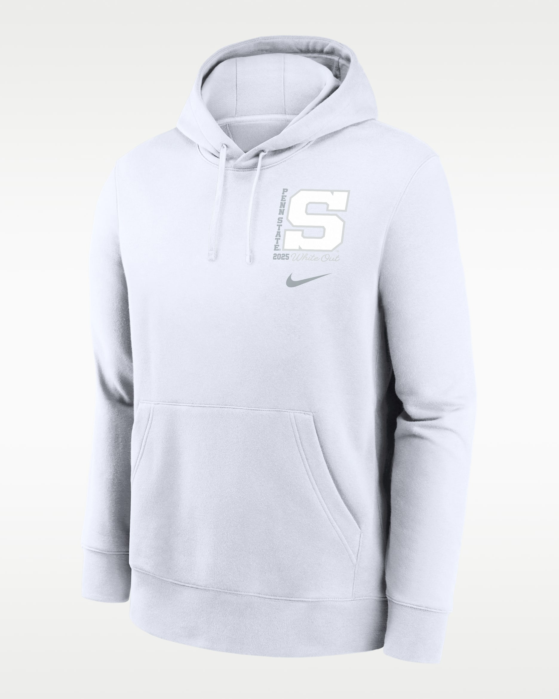 Penn State 2025 White Out Club Men's Nike College Pullover Hoodie - White