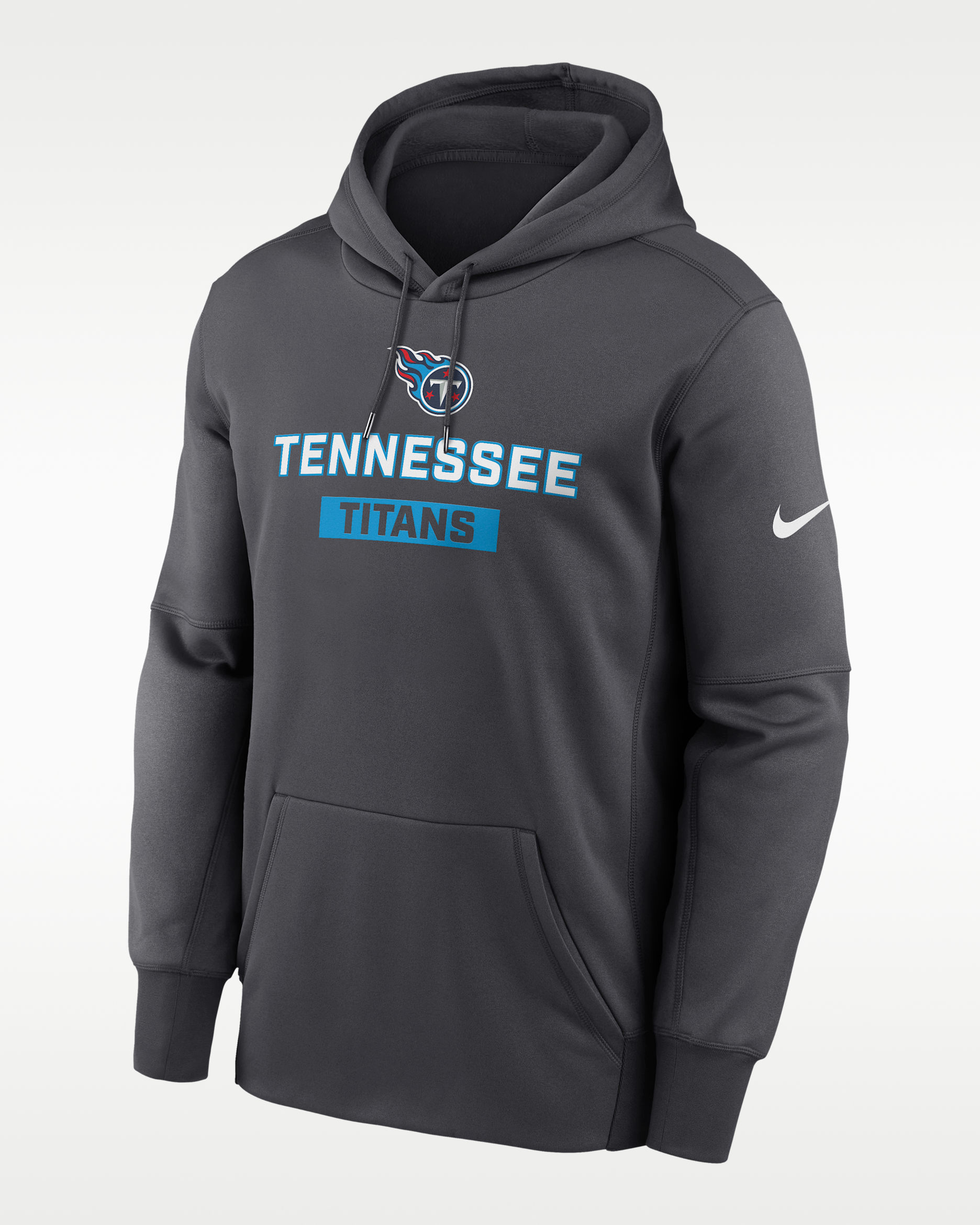 Sudadera con gorro sin cierre Nike Therma de la NFL para hombre Tennessee Titans Toss Sweep - Antracita