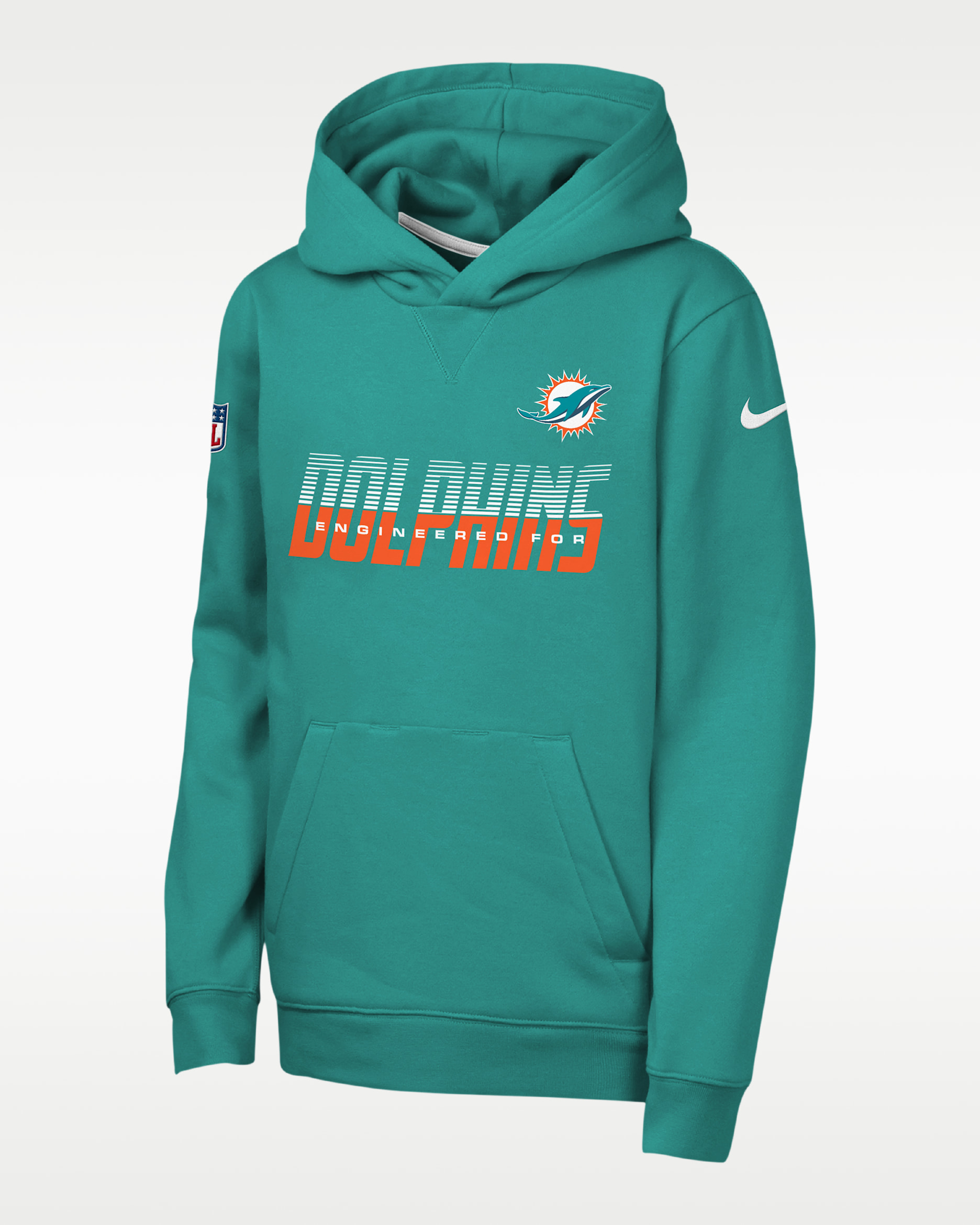 Sudadera con gorro sin cierre Nike de la NFL para niños talla grande Miami Dolphins Sideline - Agua