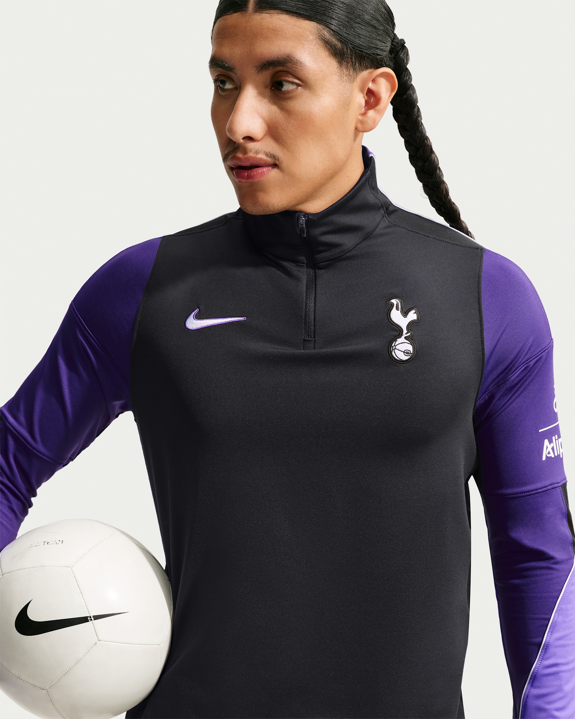 Tottenham Hotspur Strike (tredjedrakt) Nike Dri-FIT strikket fotballoverdel til herre - Svart/Psychic Purple/Svart/Hvit