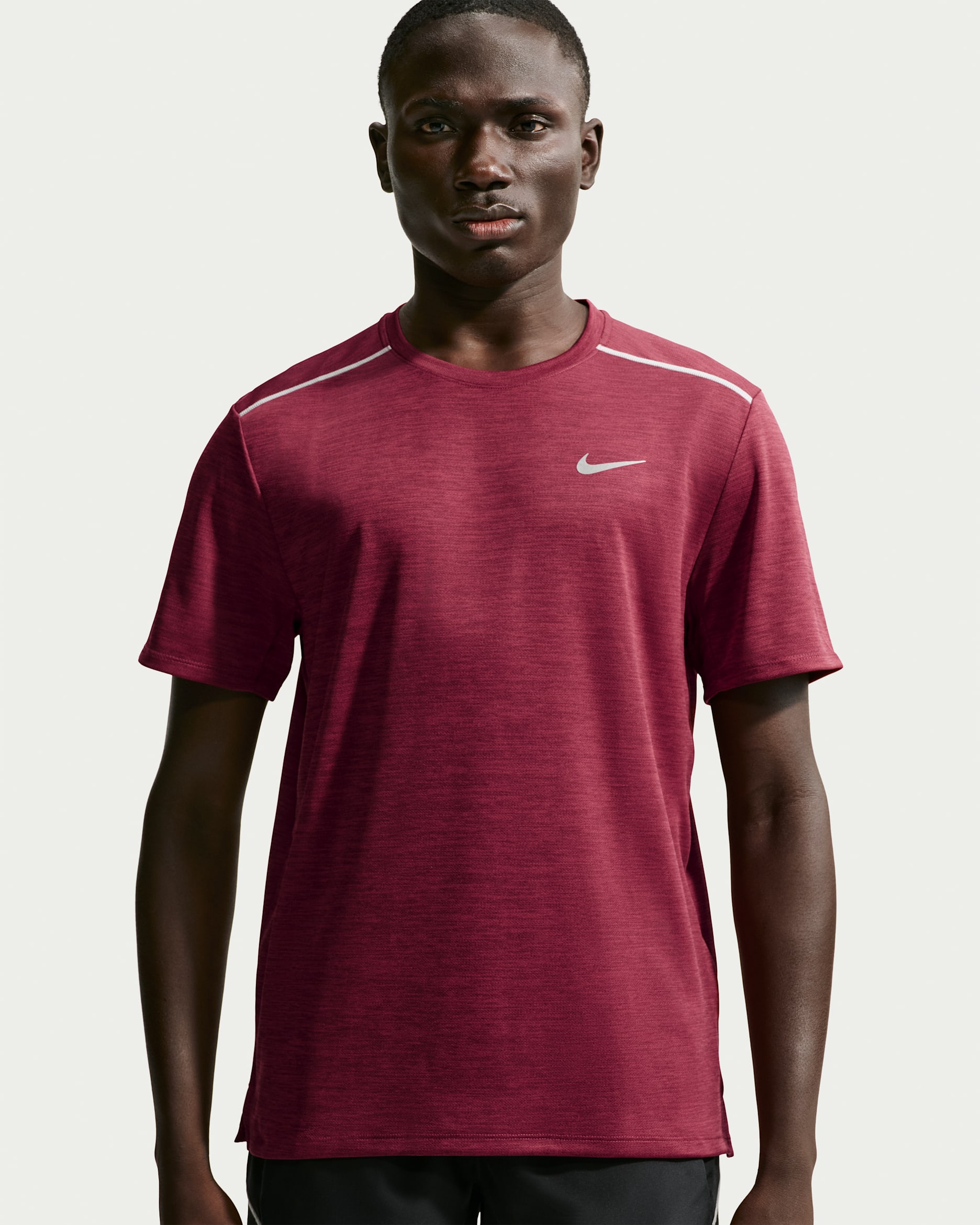 Nike Miler Men's Dri-FIT Short-Sleeve Running Top - Tough Red/Mystic Dates/Heather
