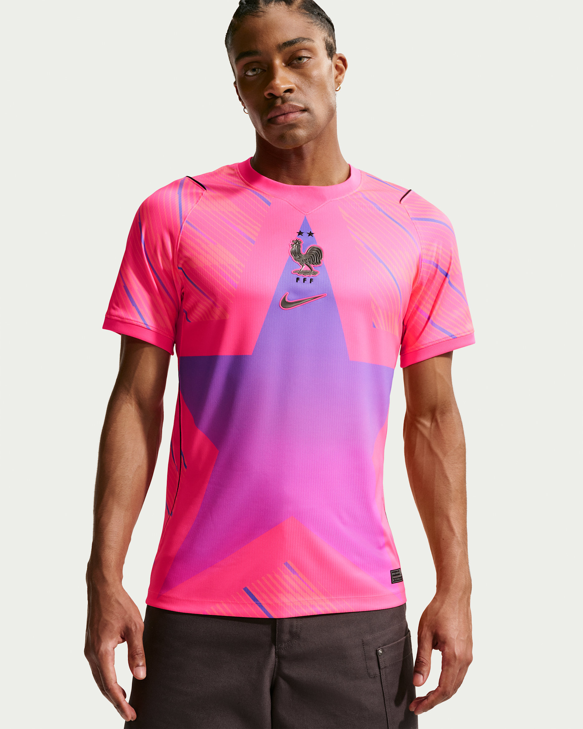 FFF 2026 Stadium Goalkeeper Men's Nike Dri-FIT Football Replica Short-Sleeve Shirt - Hyper Pink/Sunset Pulse/Bright Violet/Black