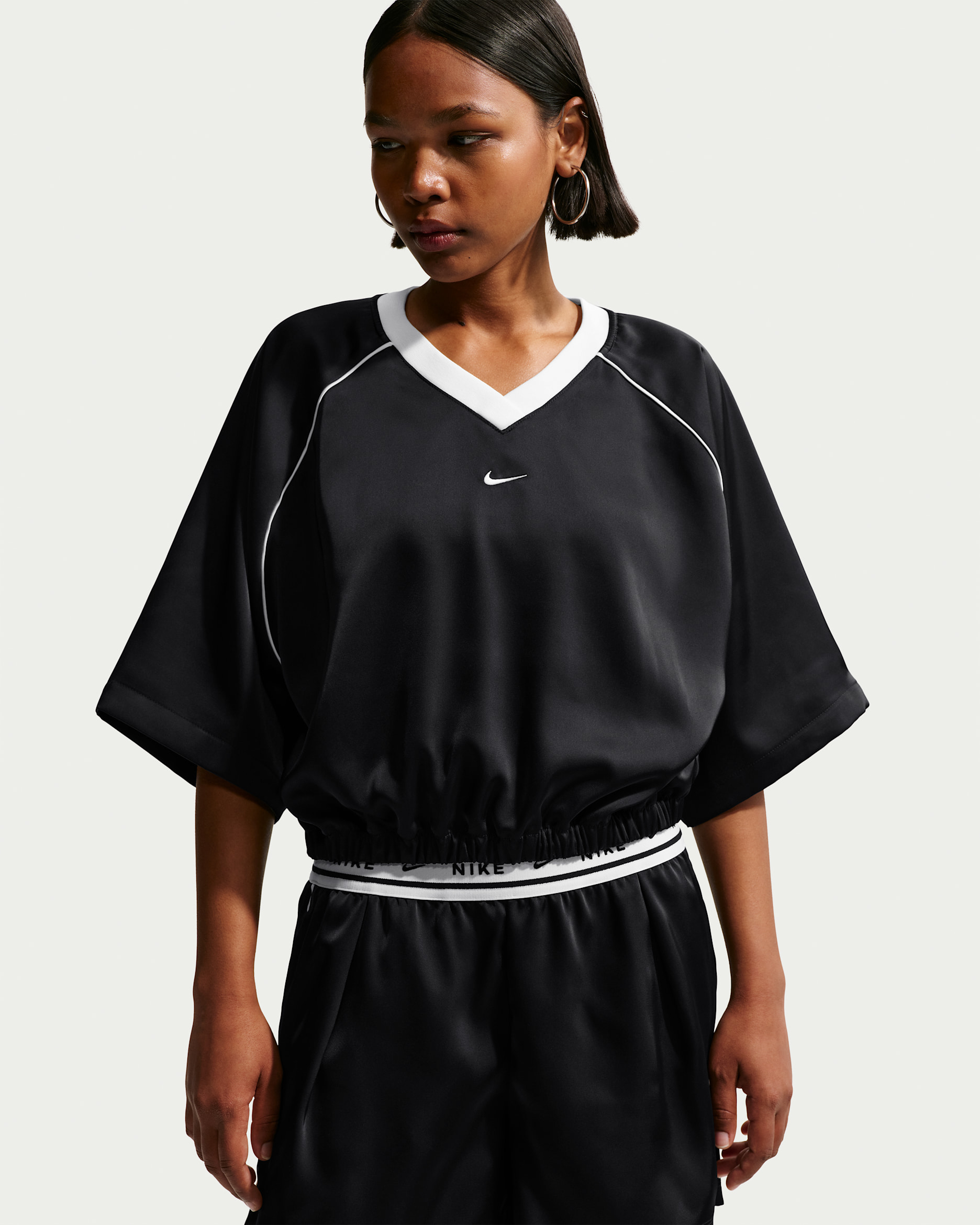 Nike Sportswear Women's Oversized Satin Top - Black/Sail