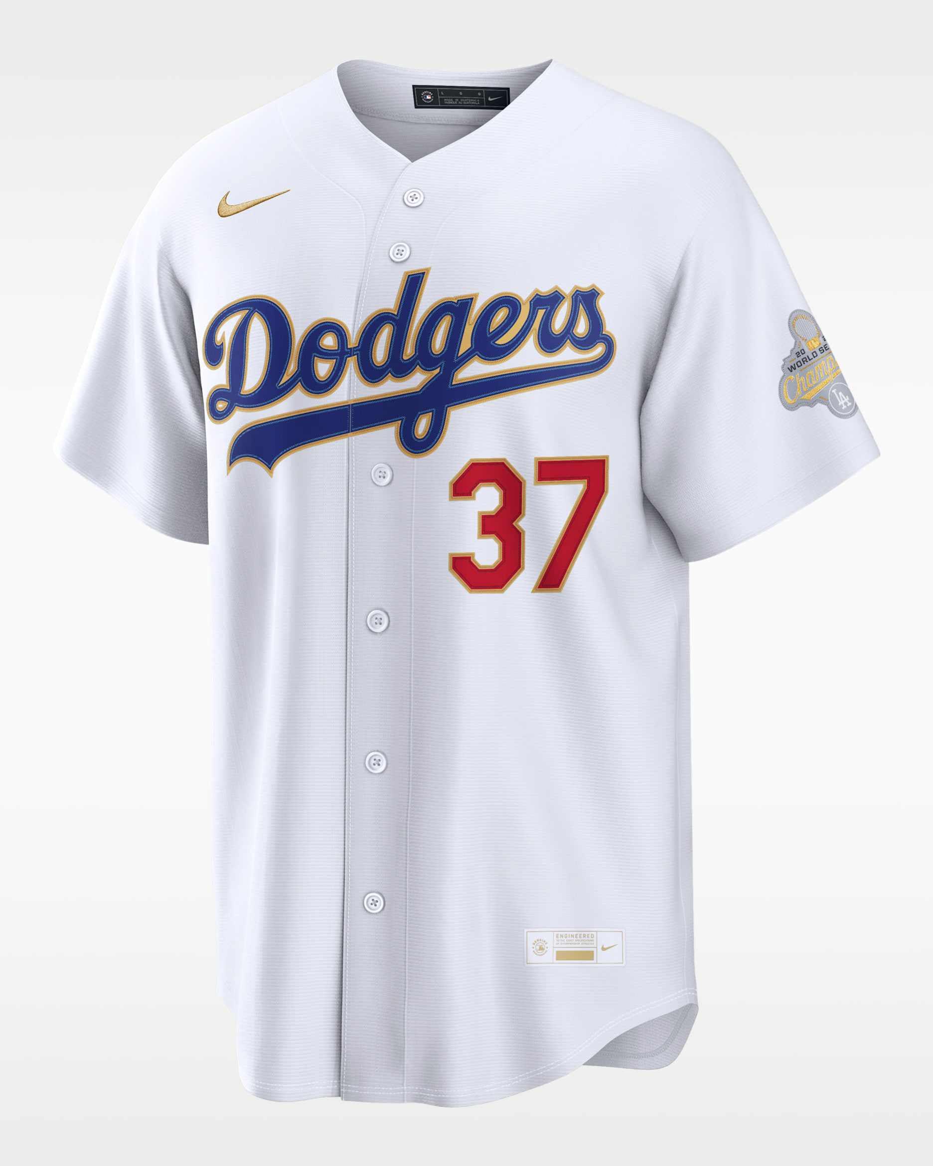Teoscar Hernández Los Angeles Dodgers 2025 World Series Champion Gold Series Men's Nike MLB Stadium Jersey - White