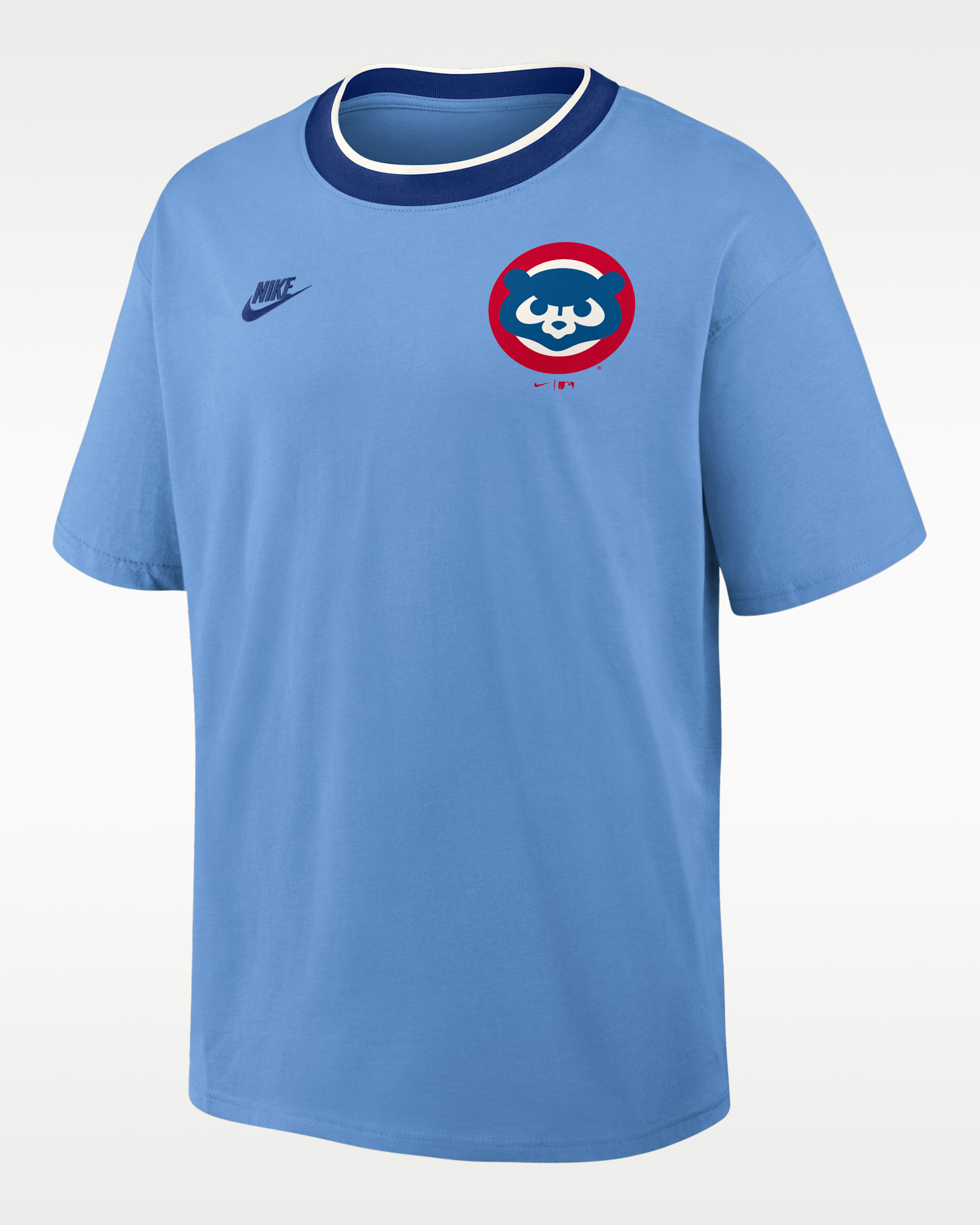 Playera Nike de la MLB para hombre Chicago Cubs Cooperstown Ringer - Azul valor