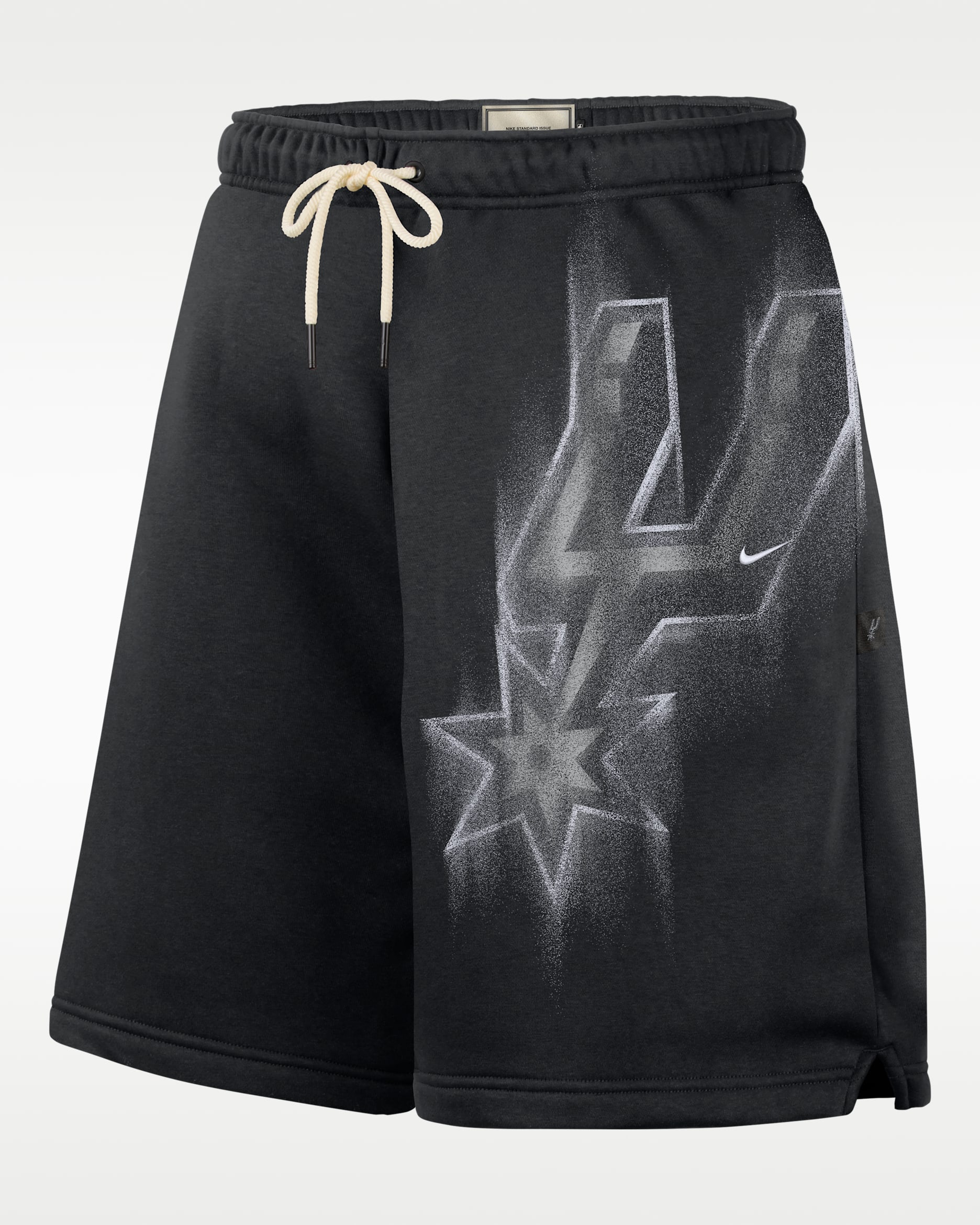 Shorts de básquetbol de tejido Fleece para hombre San Antonio Spurs Standard Issue - Negro/Blanco