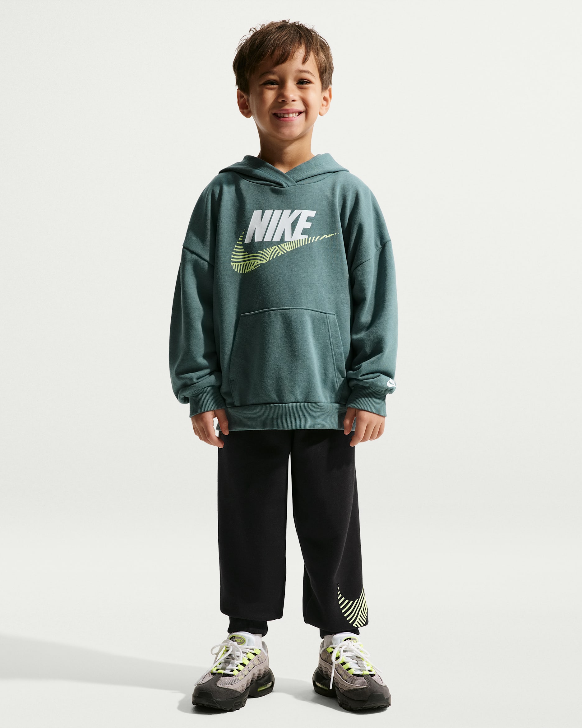 Nike Sportswear In The Zone Little Kids' 2-Piece Oversized French Terry Pullover Set - Black
