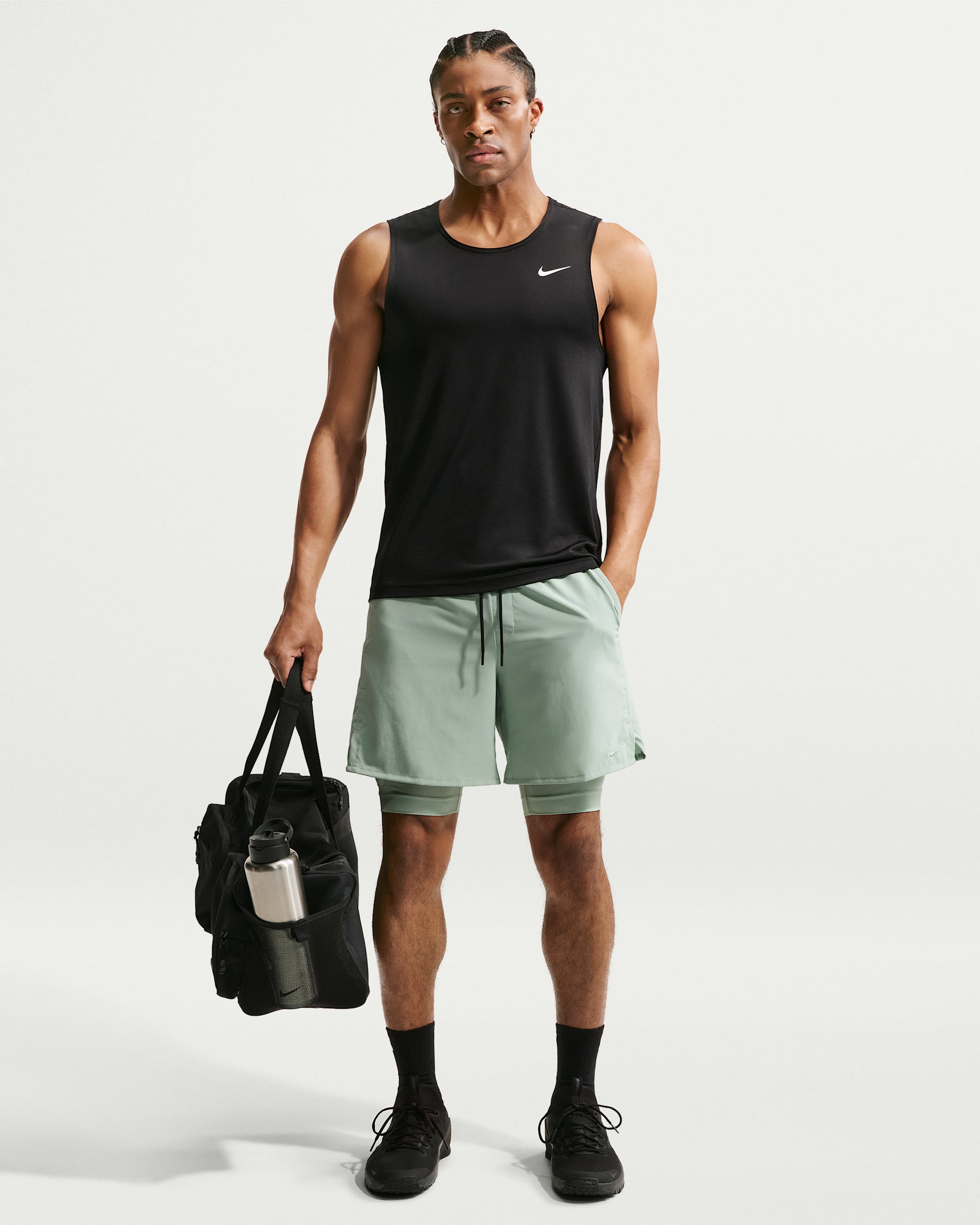 Nike Unlimited vielseitige Dri-FIT 2-in-1-Shorts (ca. 18 cm) für Herren - Steam/Steam/Schwarz/Steam