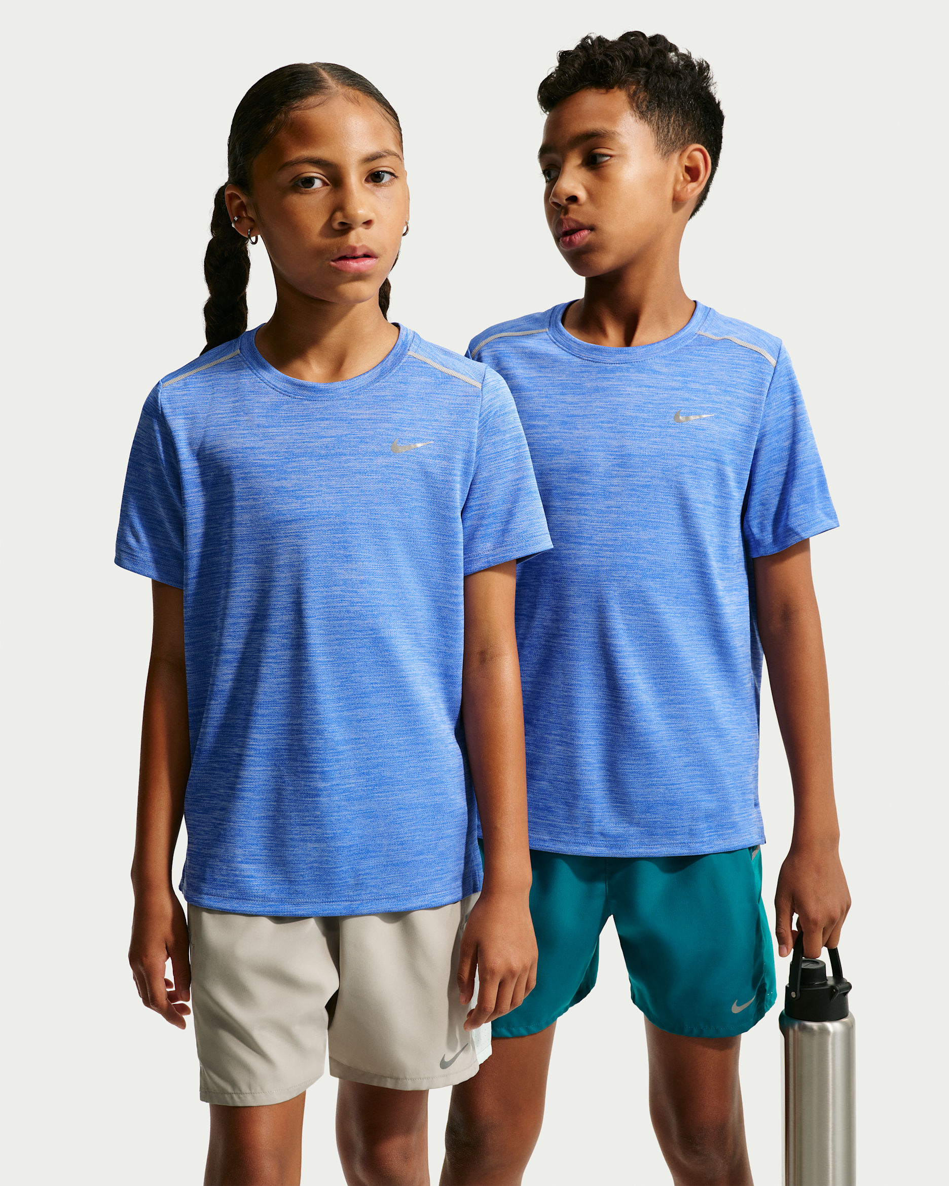 Nike Miler Dri-FIT kortermet overdel til store barn - Hyper Royal/Aluminum/Heather