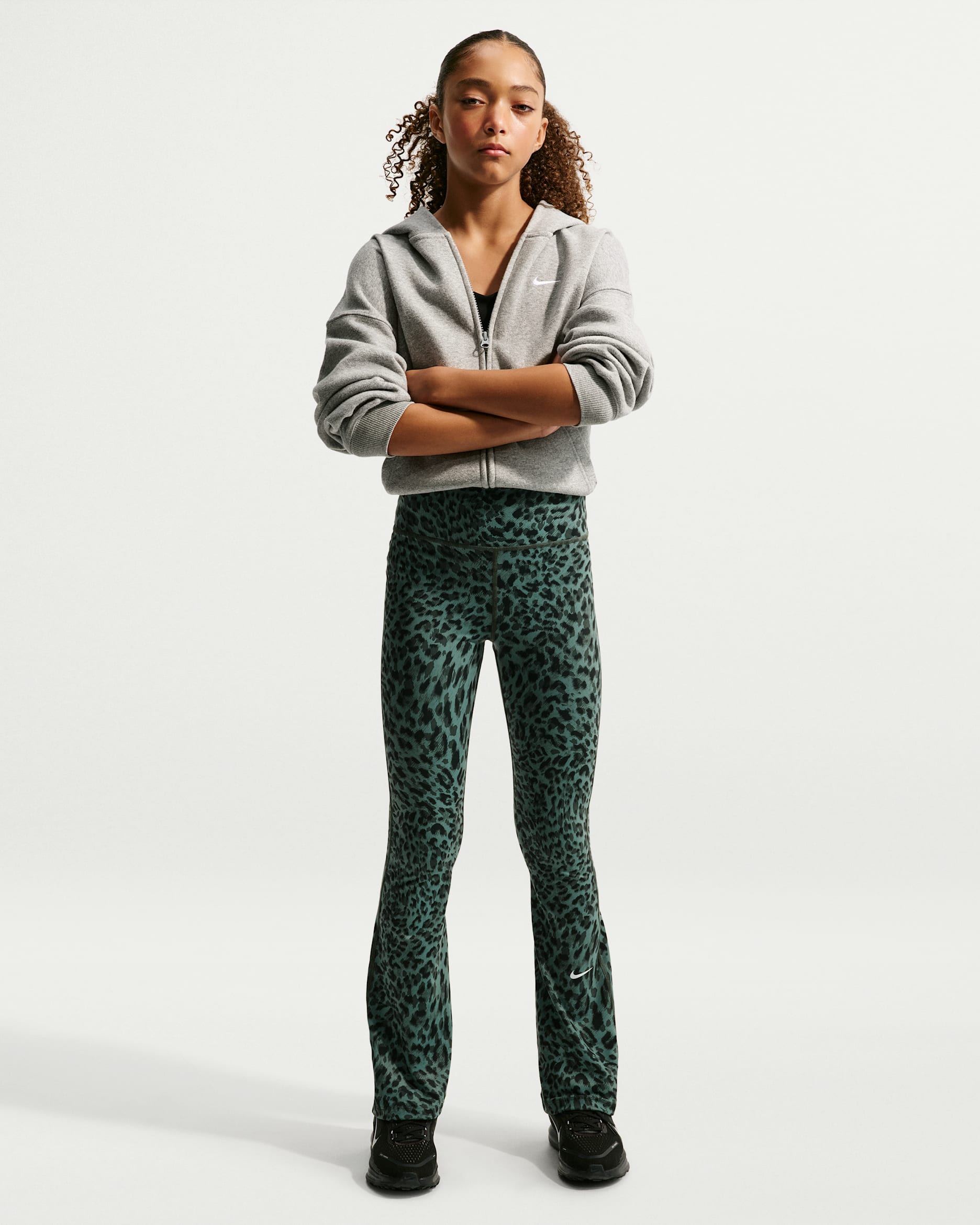 Nike One Older Kids' (Girls') Dri-FIT Flared Leggings - Camo Green/White