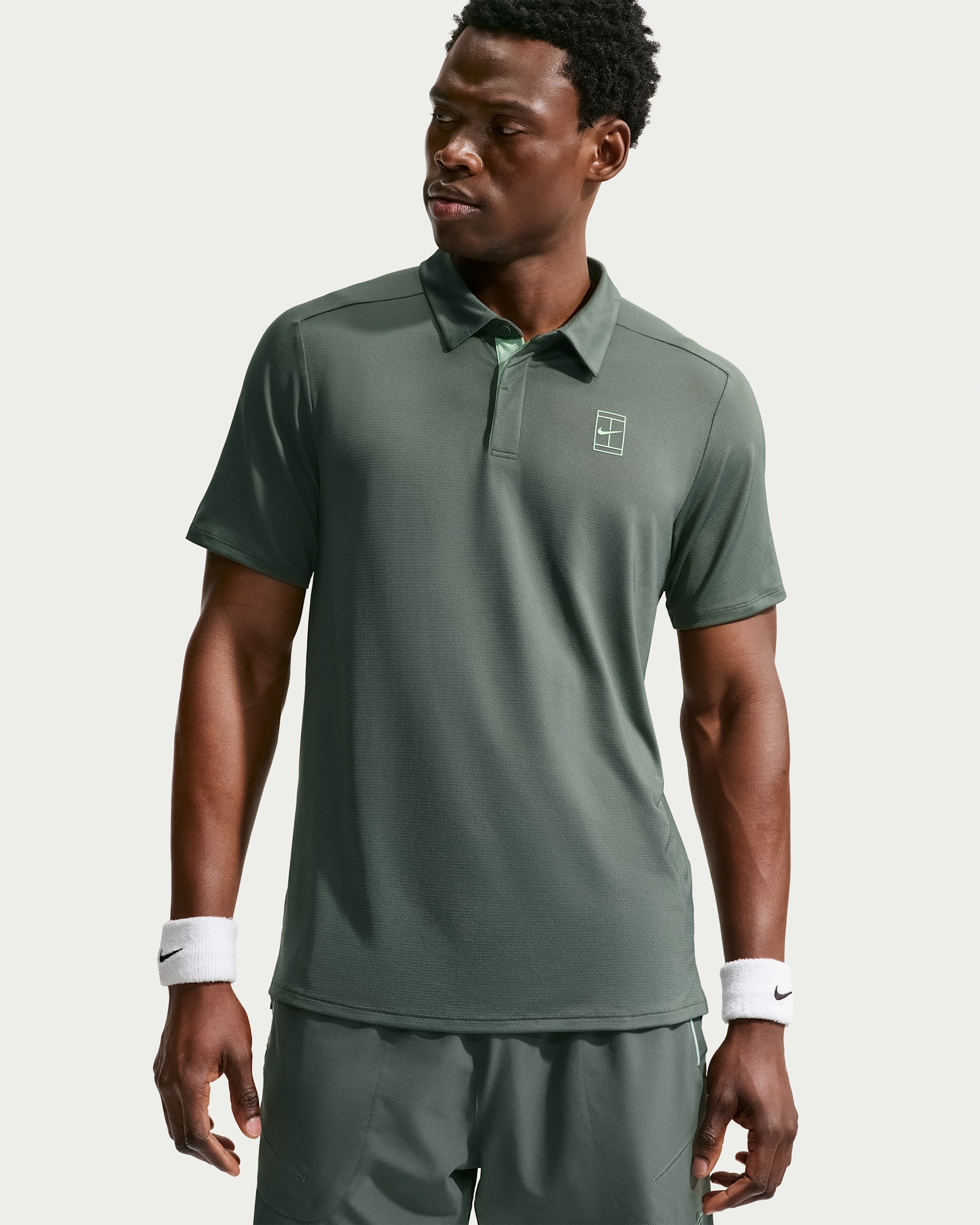 NikeCourt Advantage Men's Dri-FIT Tennis Polo - Camo Green/Cucumber Calm