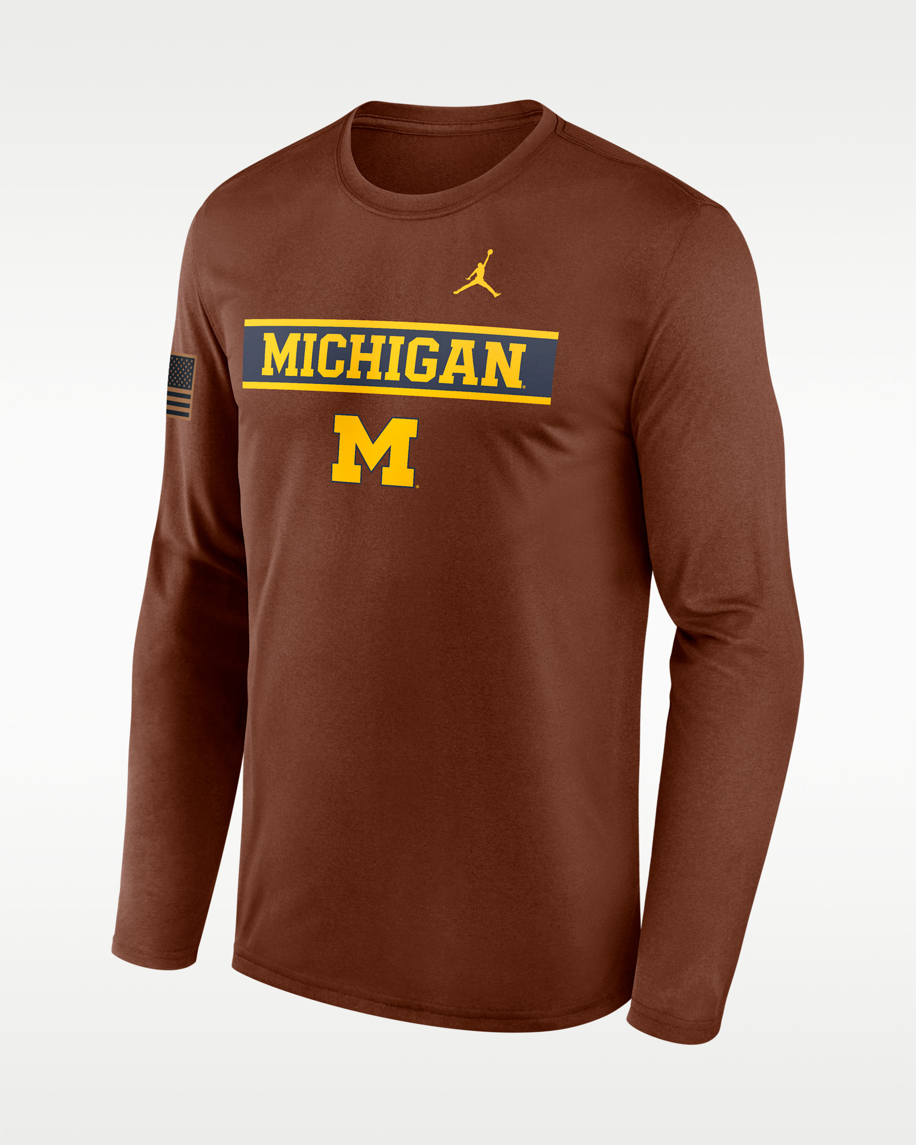 Michigan Courtside Men's Jordan Brand Dri-FIT College Long-Sleeve T-Shirt - Brown