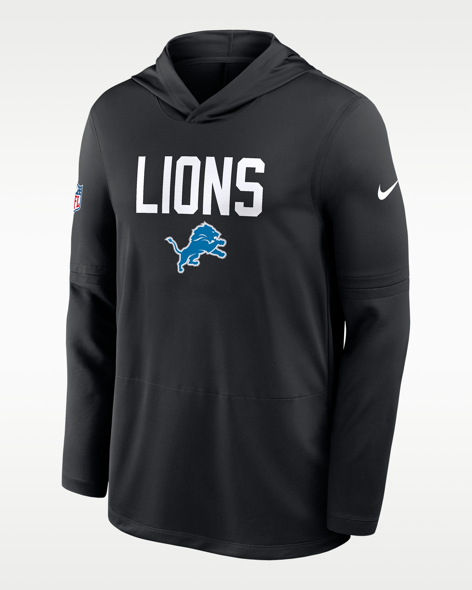 Playera con gorro de manga larga Nike Dri-FIT de la NFL para hombre Detroit Lions Pass Accuracy - Negro