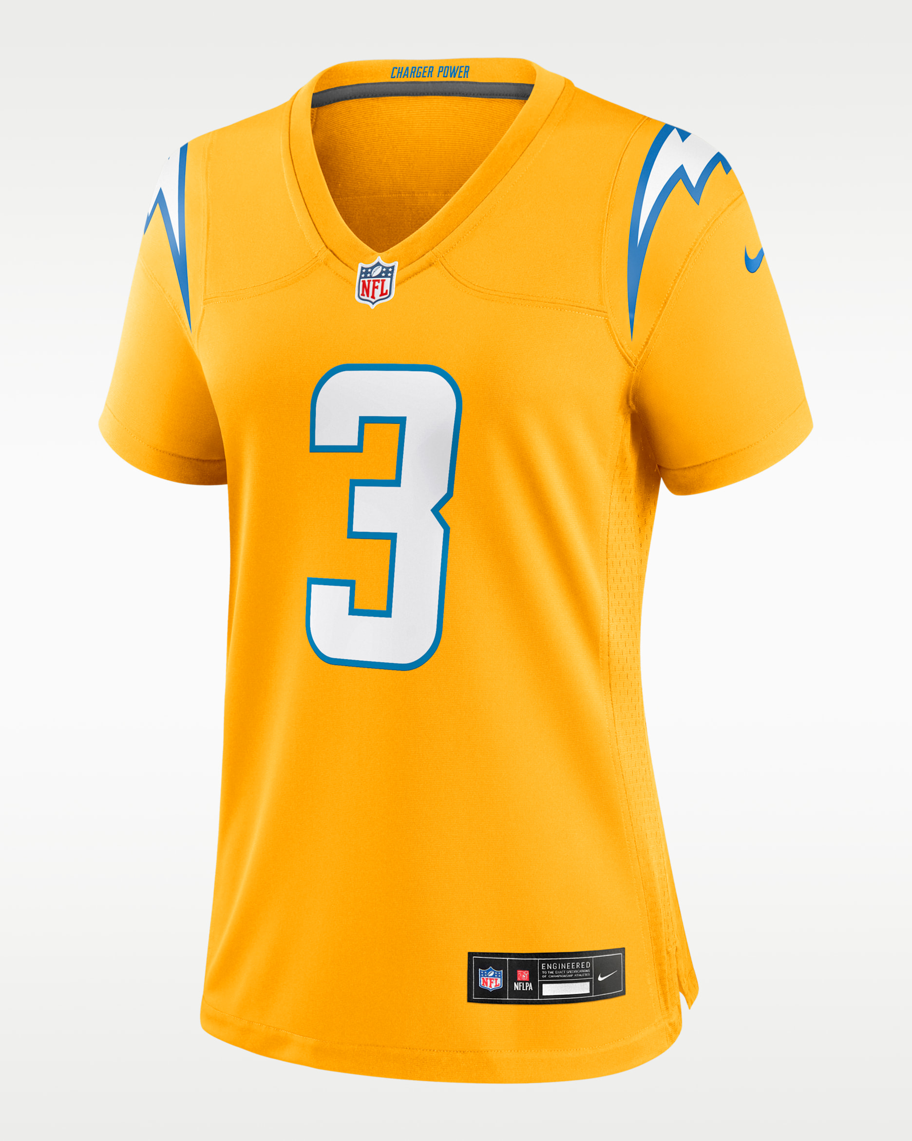 Jersey Nike de la NFL Game para mujer Derwin James Jr. Los Angeles Chargers - Oro