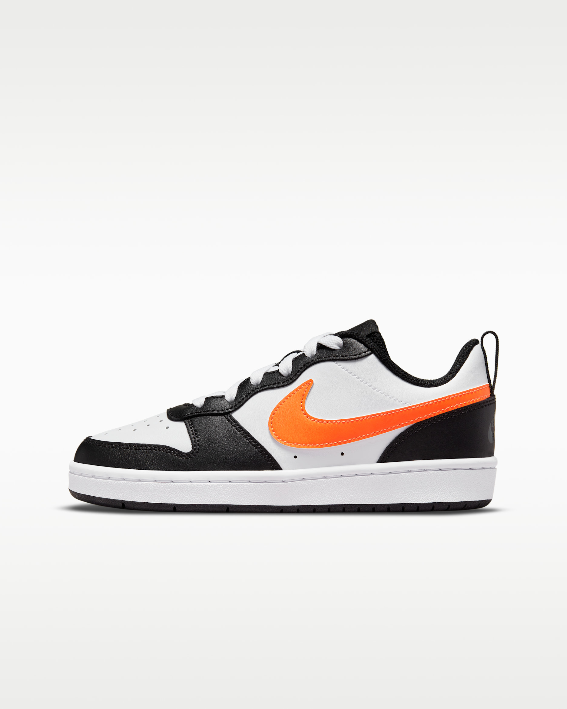 Nike Court Borough Low 2 Big Kids' Shoes - White/Black/Dark Smoke Grey/Total Orange