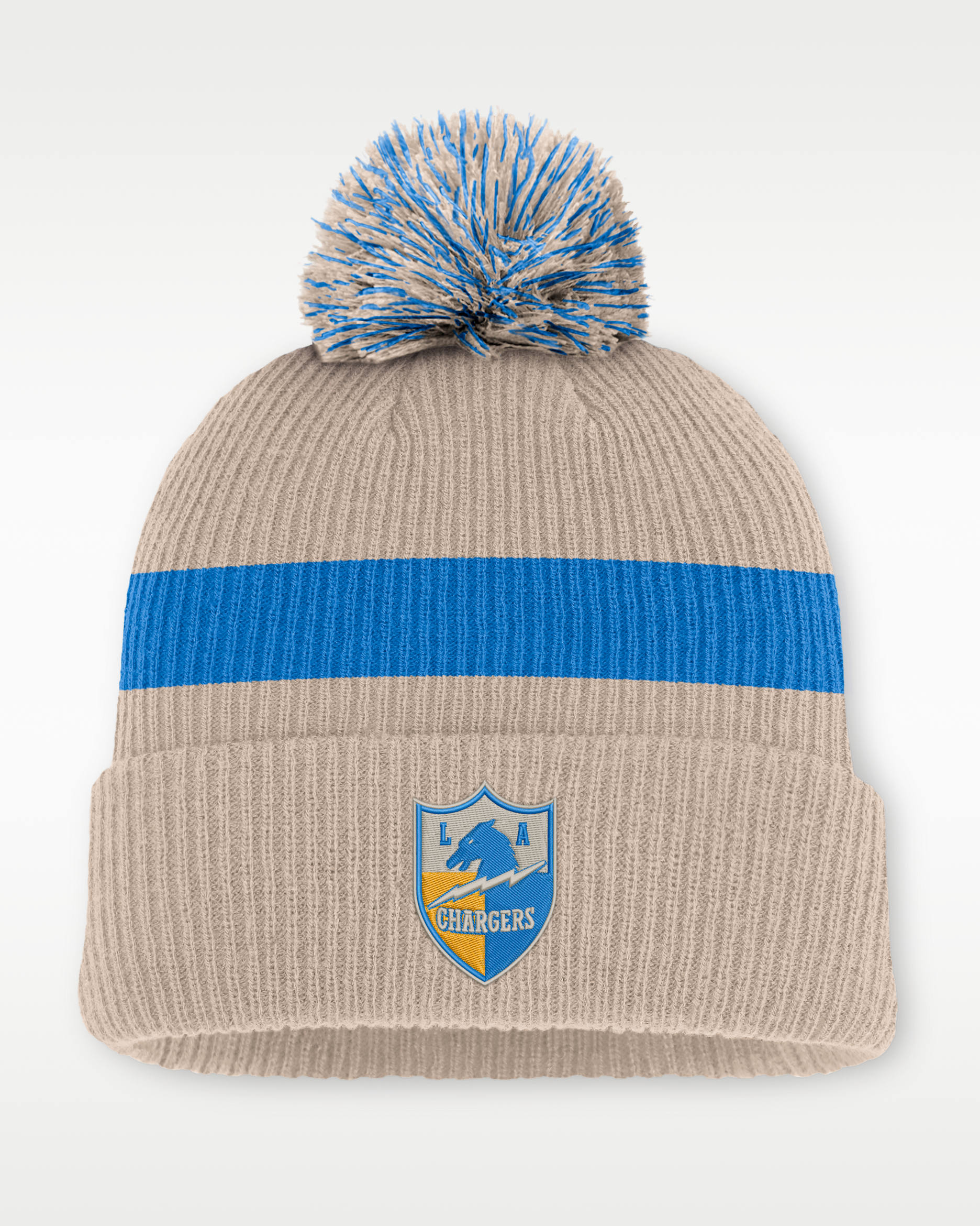 Los Angeles Chargers Rewind Peak Men's Nike NFL Cuffed Pom Beanie - Sand