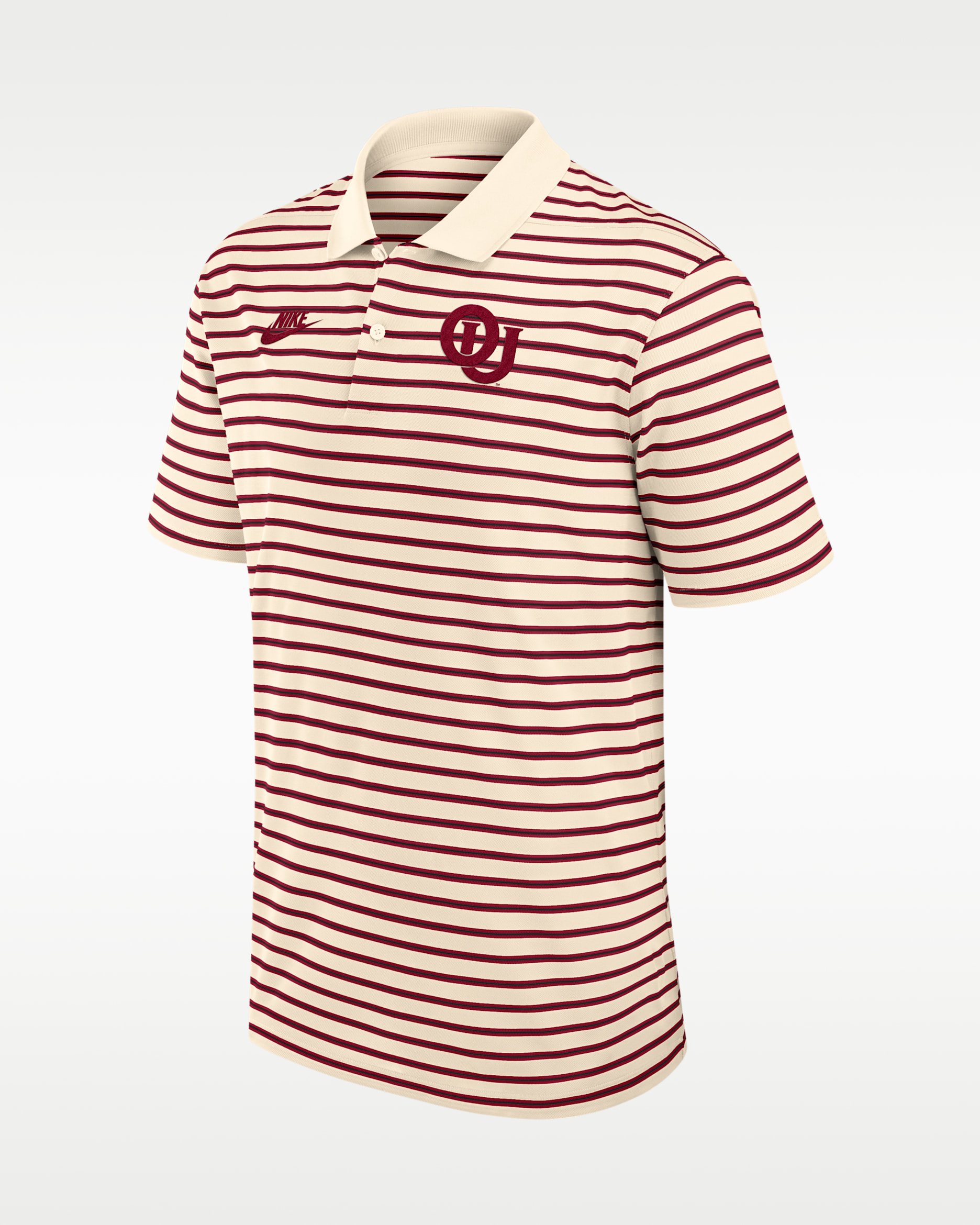 Oklahoma Legacy Striped Men's Nike Dri-FIT College Polo - Natural/Crimson