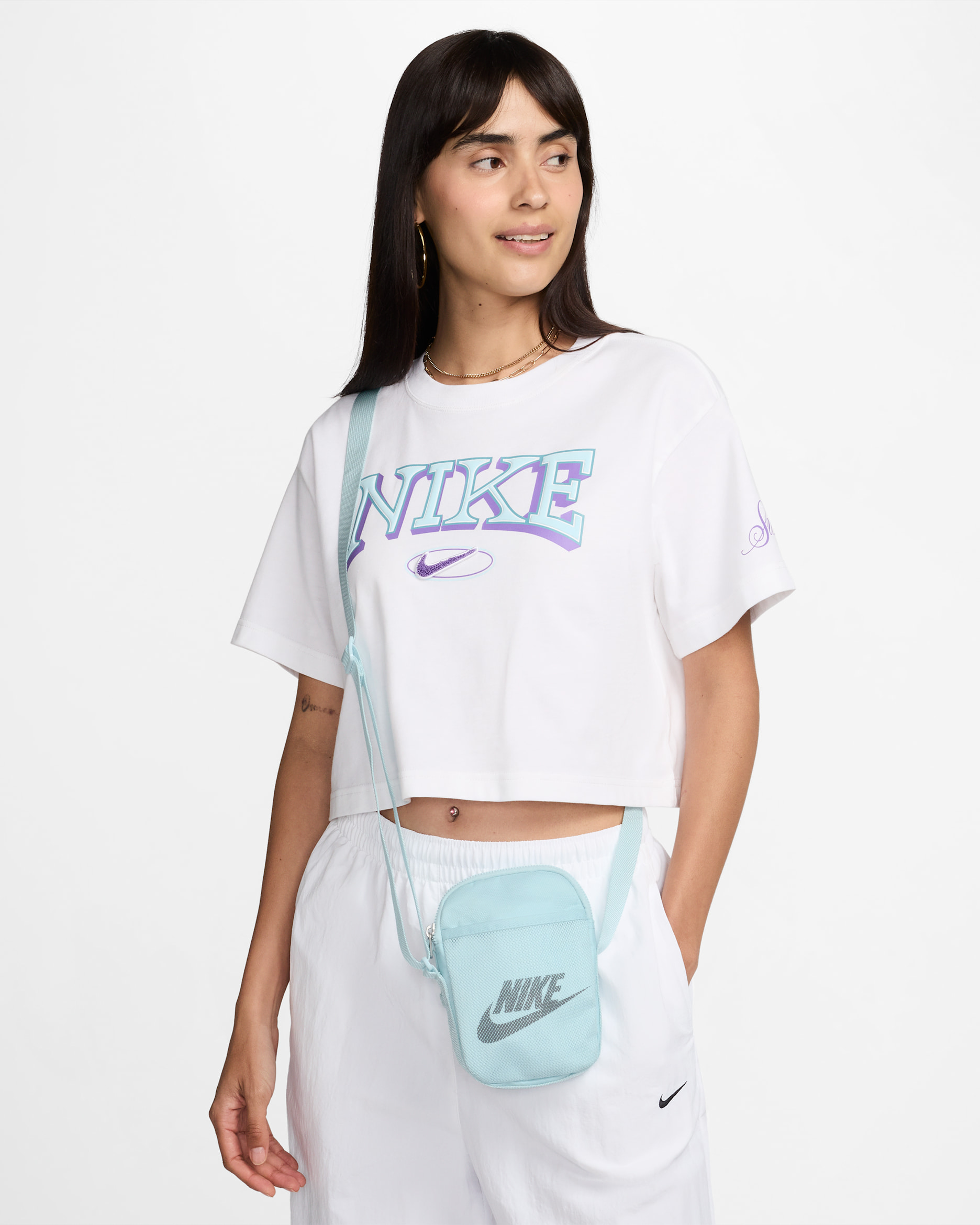 Nike Heritage 斜背包 (小型，1 公升) - Glacier Blue/Glacier Blue/Summit White