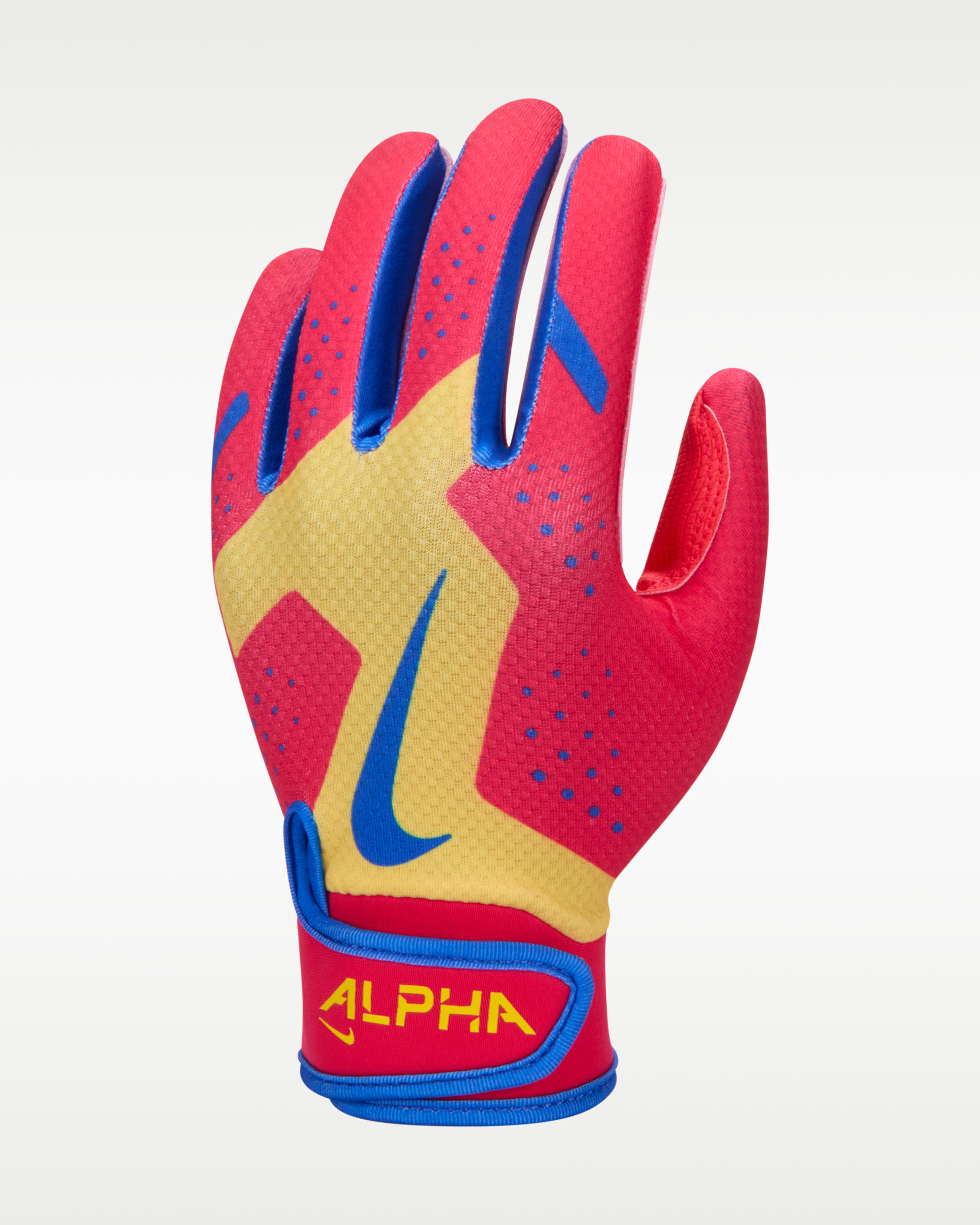 Nike Alpha 2.0 Kids' T-Ball Batting Gloves - Chrome Yellow/Red Orbit/Treasure Blue