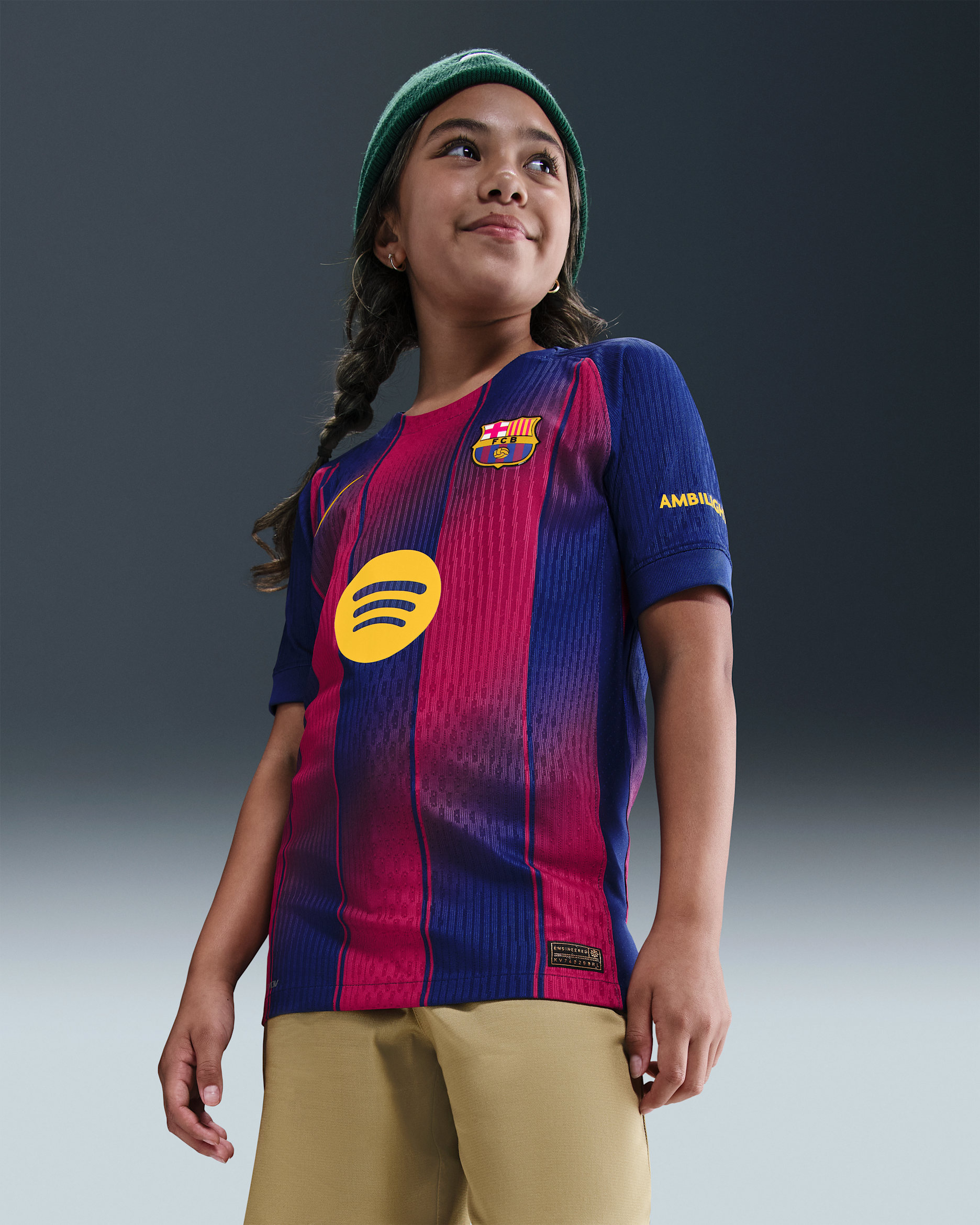 Primera equipació Match FC Barcelona 2025/26 Samarreta de futbol Authentic Nike Dri-FIT ADV - Nen/a - Deep Royal Blue/Deep Royal Blue/Noble Red/Midwest Gold