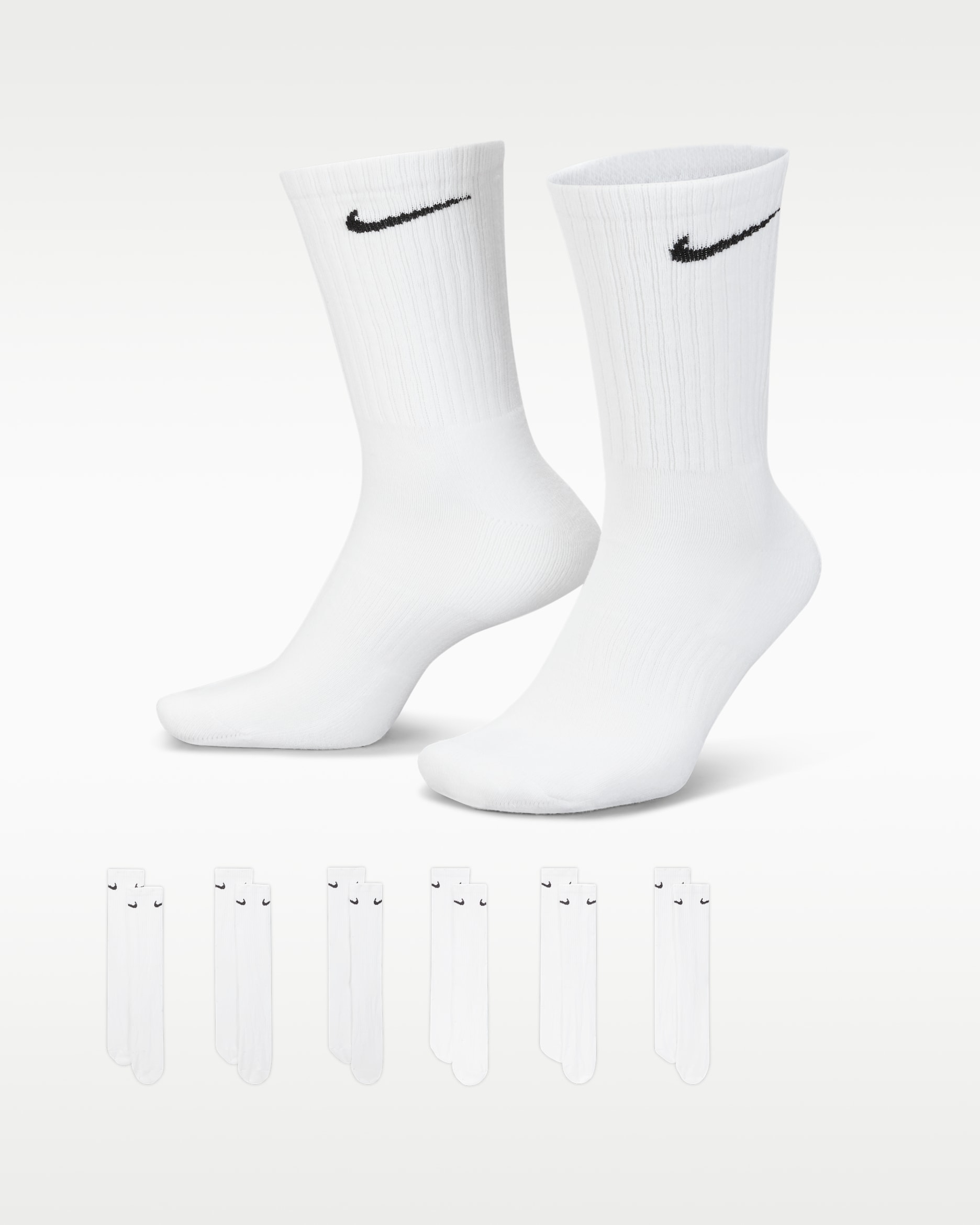 Nike Everyday Cushioned Training Crew Socks (6 Pairs) - White/Black