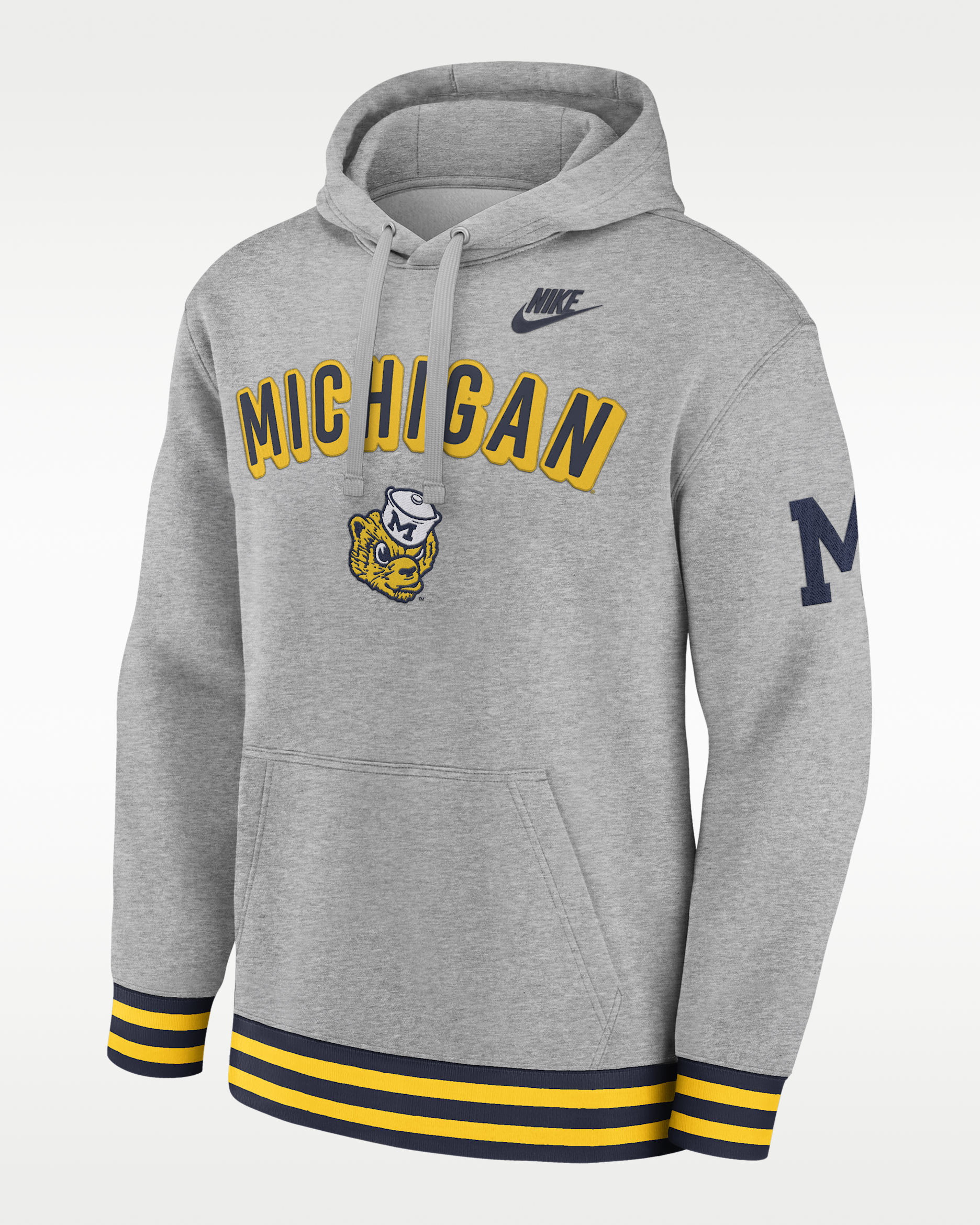 Sudadera con gorro sin cierre universitaria Nike para hombre Michigan Legacy Retro - Gris oscuro jaspeado