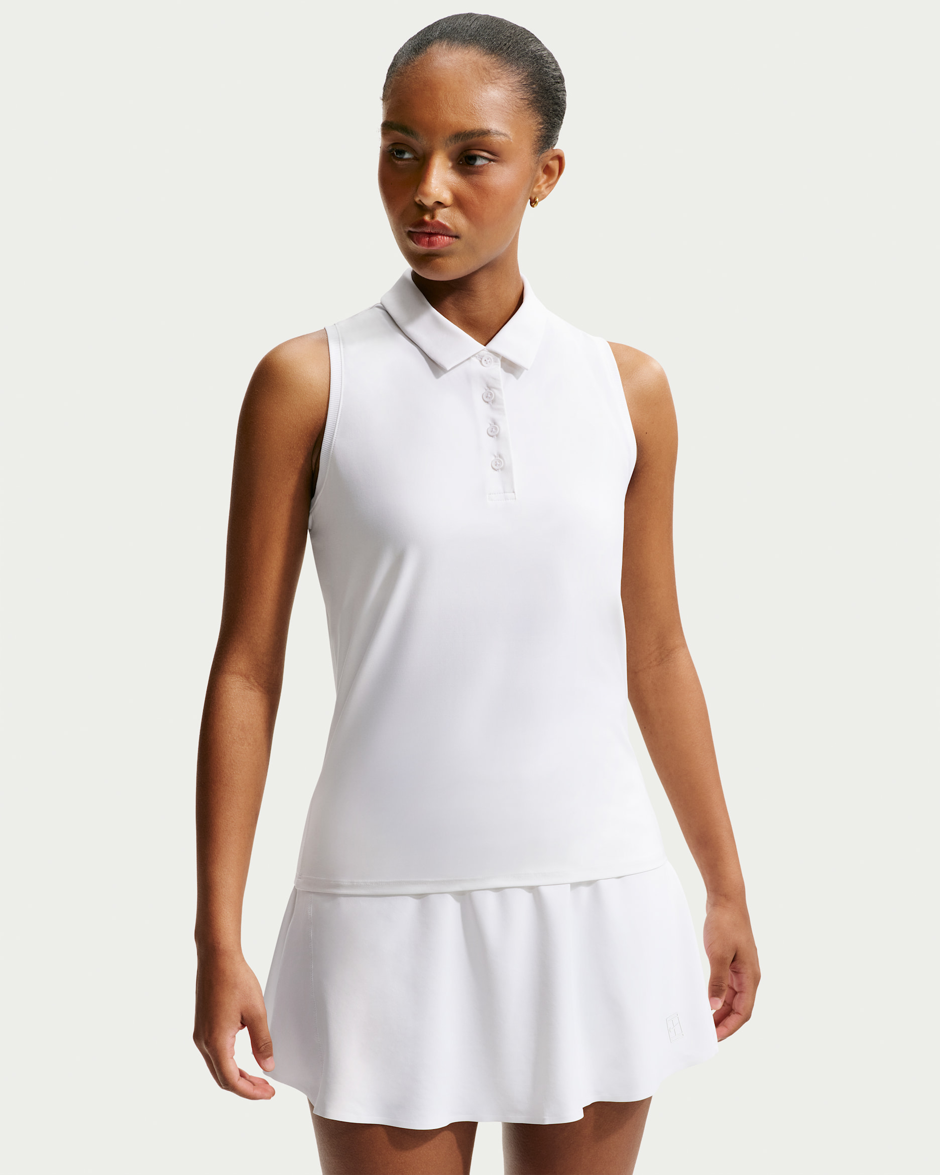 Nike Victory Dri-FIT ärmelloses Poloshirt (Damen) - Weiß/Schwarz