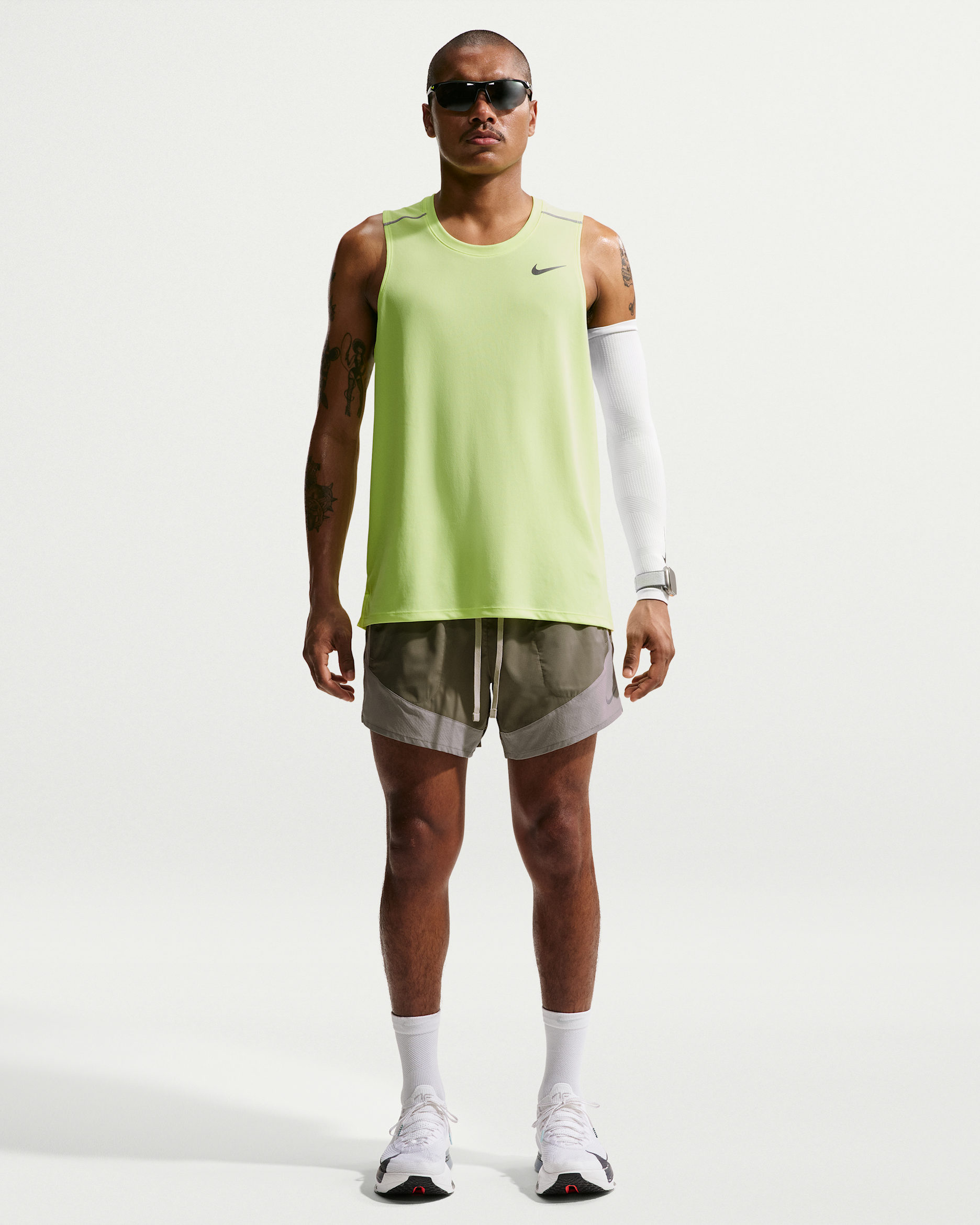 Nike Stride Plus Men's Dri-FIT 5" Brief-Lined Running Shorts - Light Army/Spruce Fog/Olive Aura
