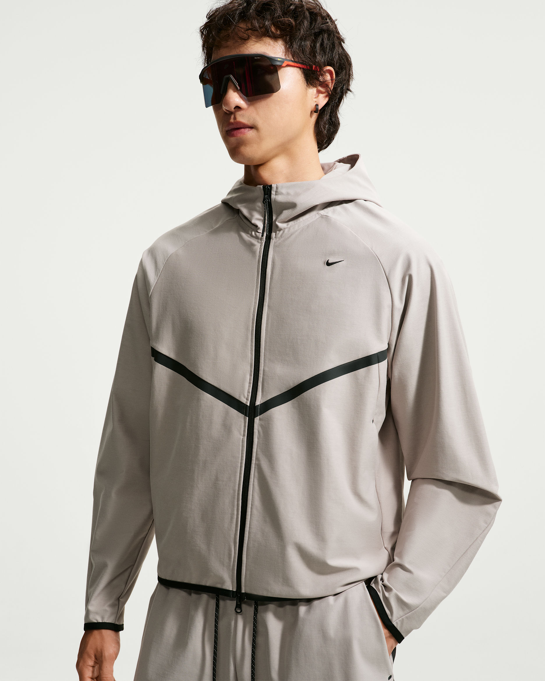 Nike Tech Men's Shori-Knit Full-Zip Windrunner Jacket - College Grey/Black