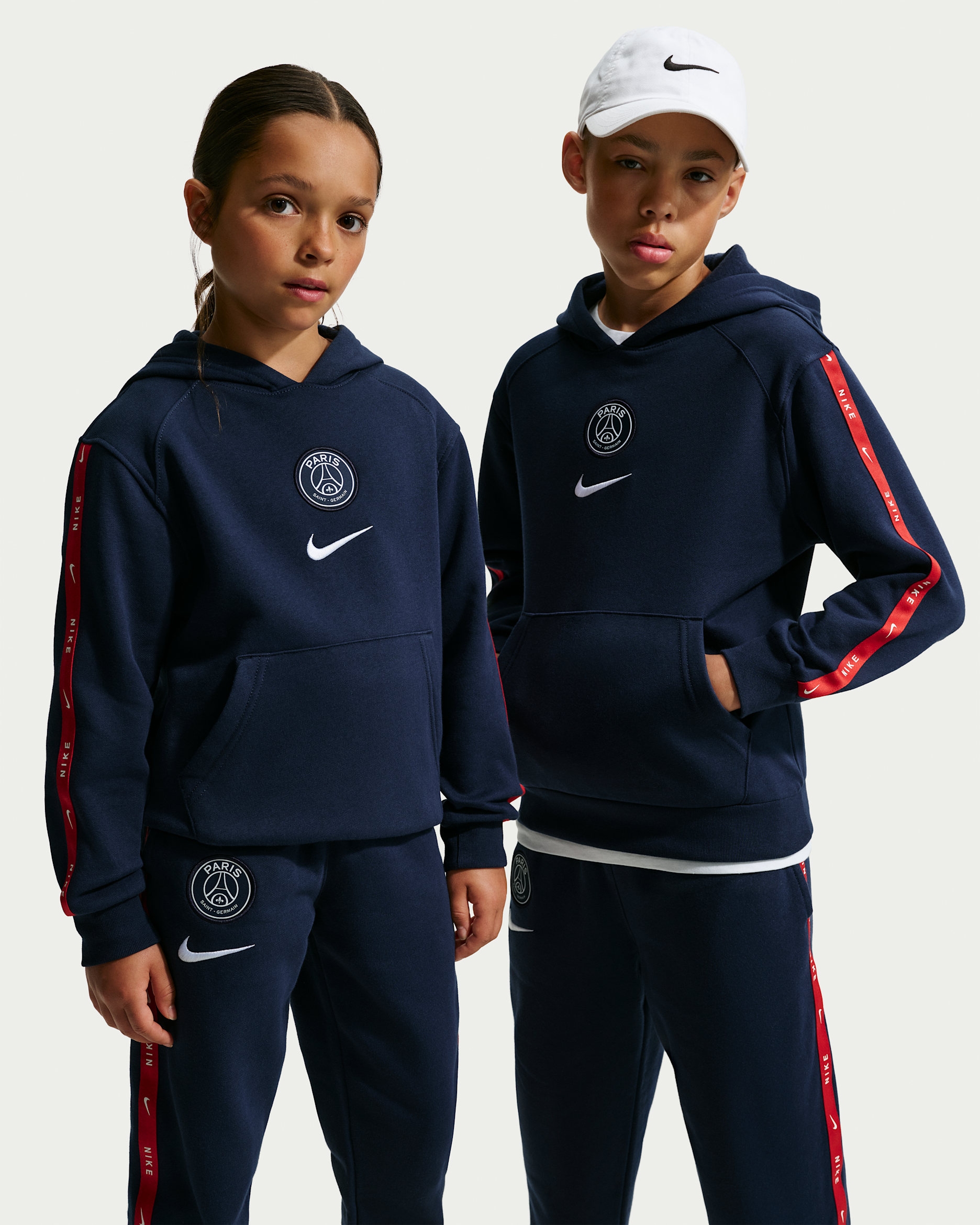 Paris Saint-Germain Home City Side Nike fleece voetbalhoodie voor kids - College Navy/Wit