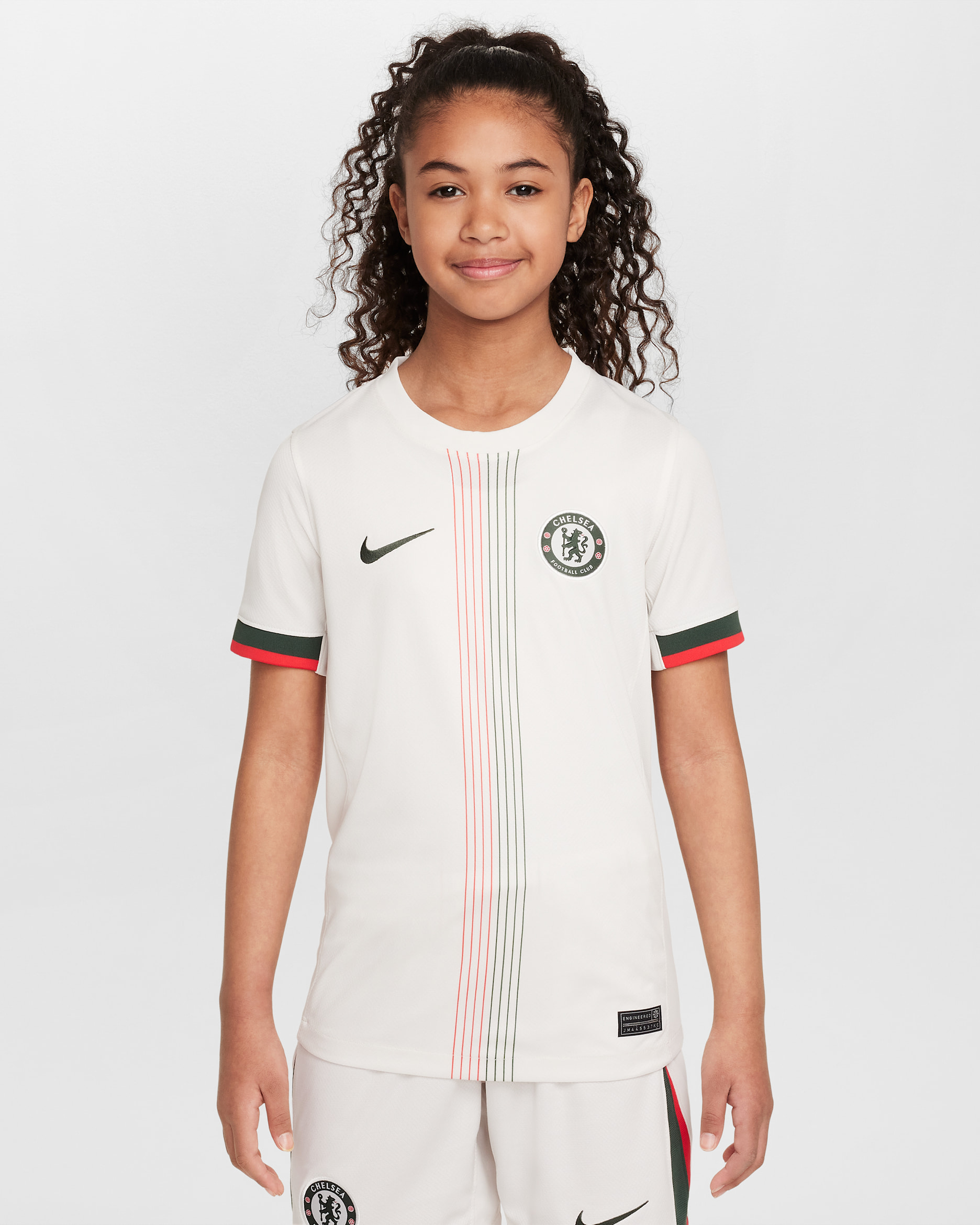 Maillot de foot Replica Nike Dri-FIT Chelsea FC 2025/26 Stadium Extérieur pour ado - Phantom/Speed Red/Galactic Jade/Galactic Jade