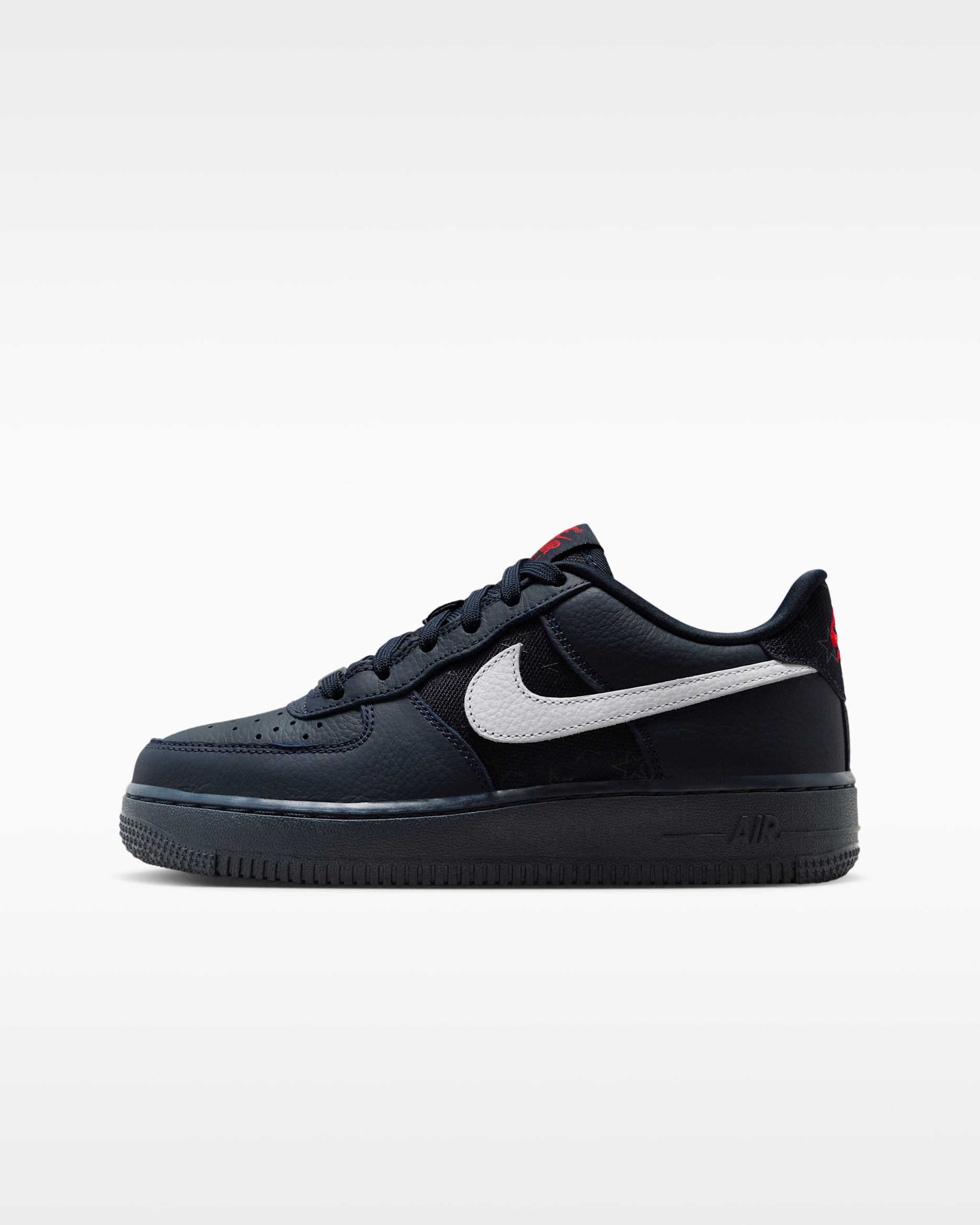 Nike Air Force 1 Big Kids' Shoes - Dark Obsidian/Black/University Red/White