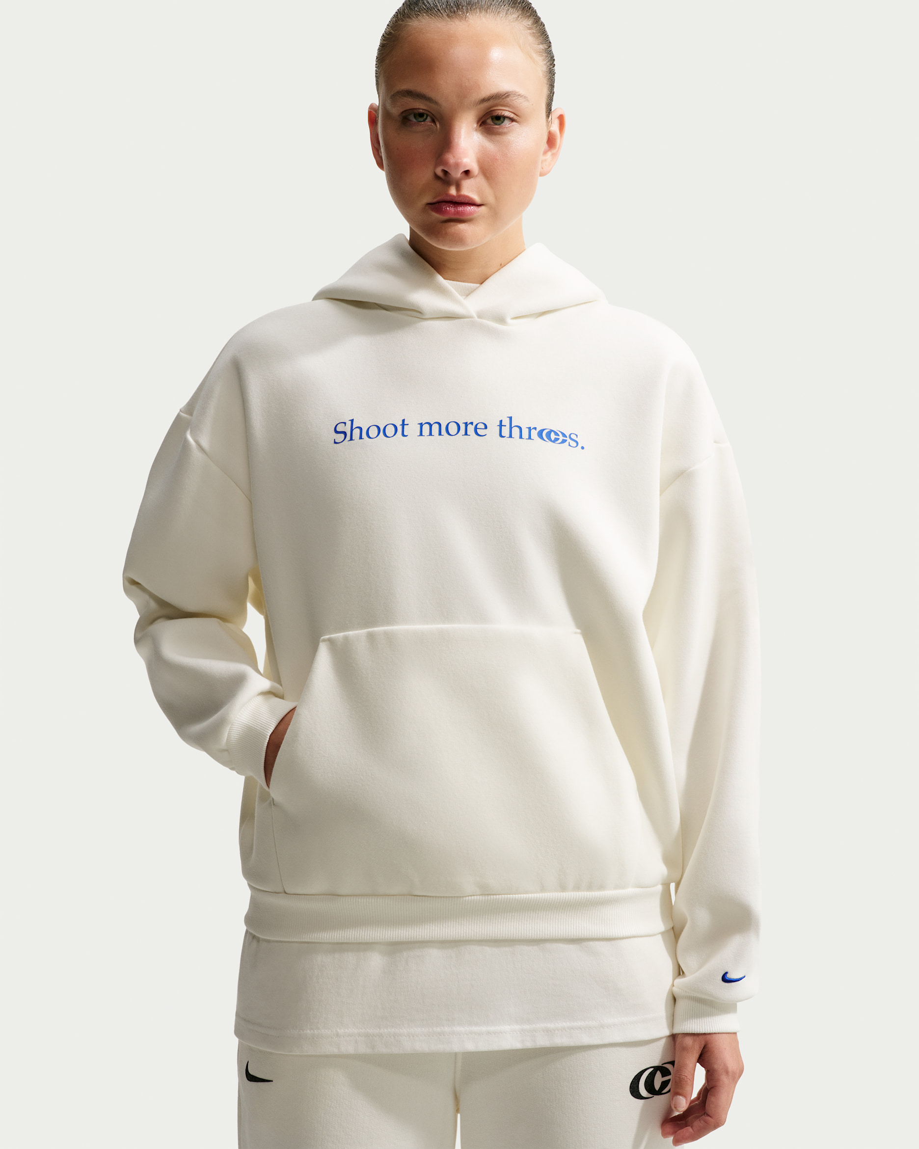 Caitlin Clark Women's Therma-FIT Pullover Basketball Hoodie - Sail/Pale Ivory/Hyper Royal