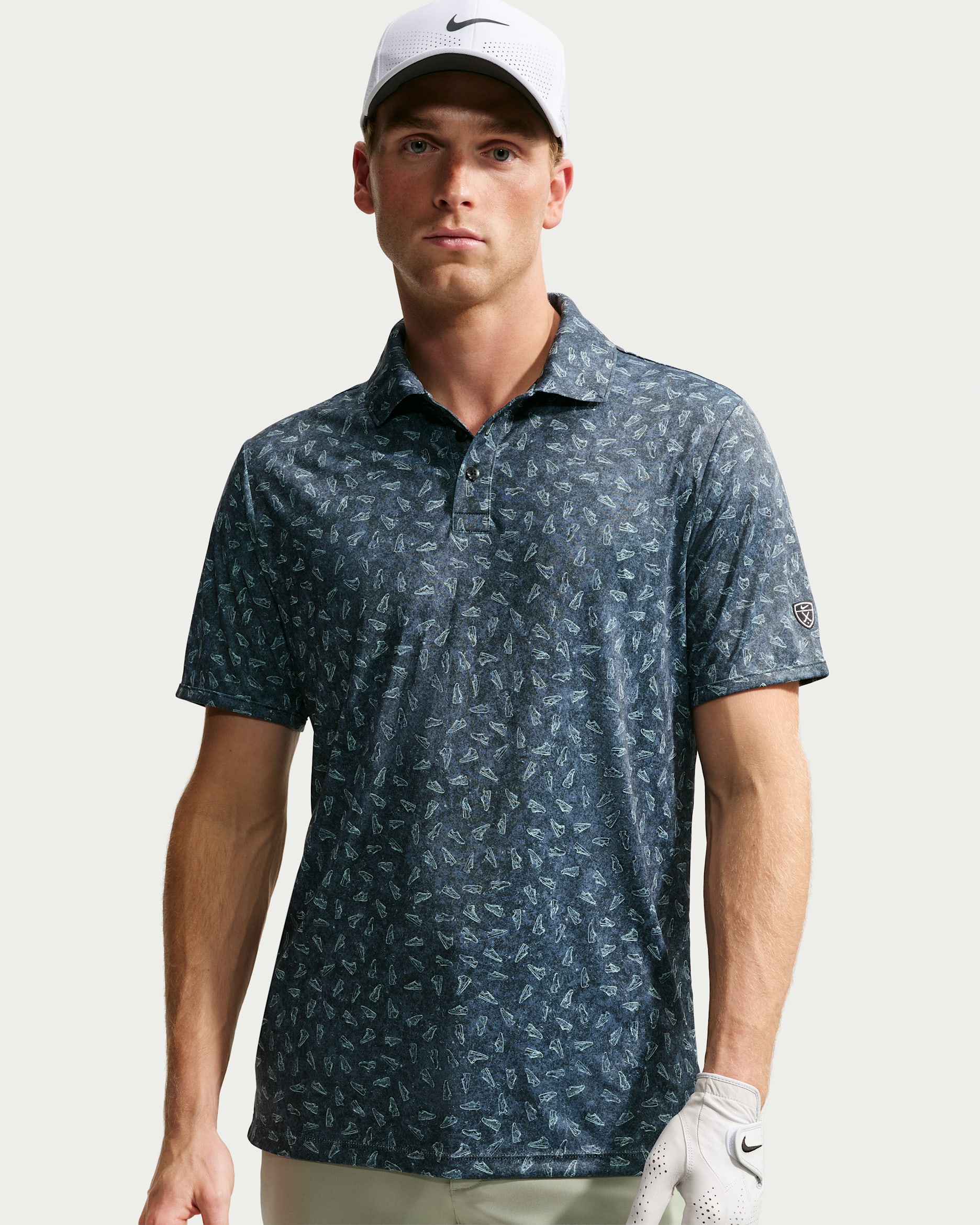 Nike Par Men's Dri-FIT Grass Print Golf Polo - Black
