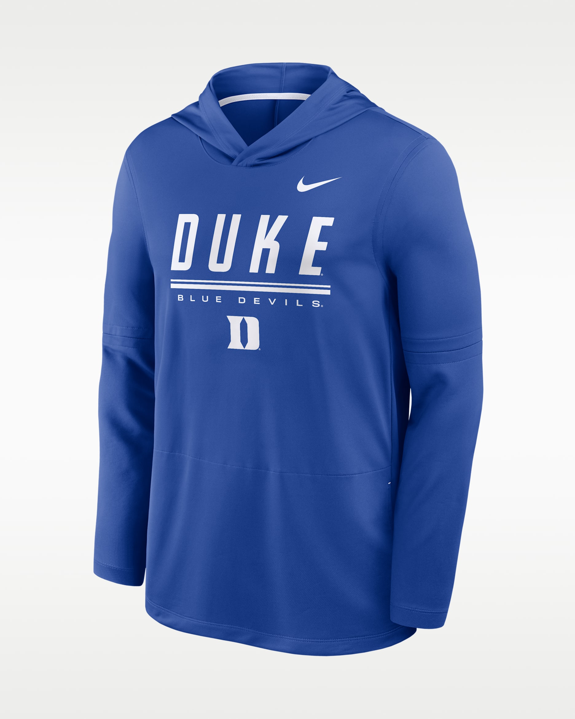 Playera de manga larga universitaria Nike Dri-FIT con gorro para hombre Duke Sideline - Royal juego/Blanco