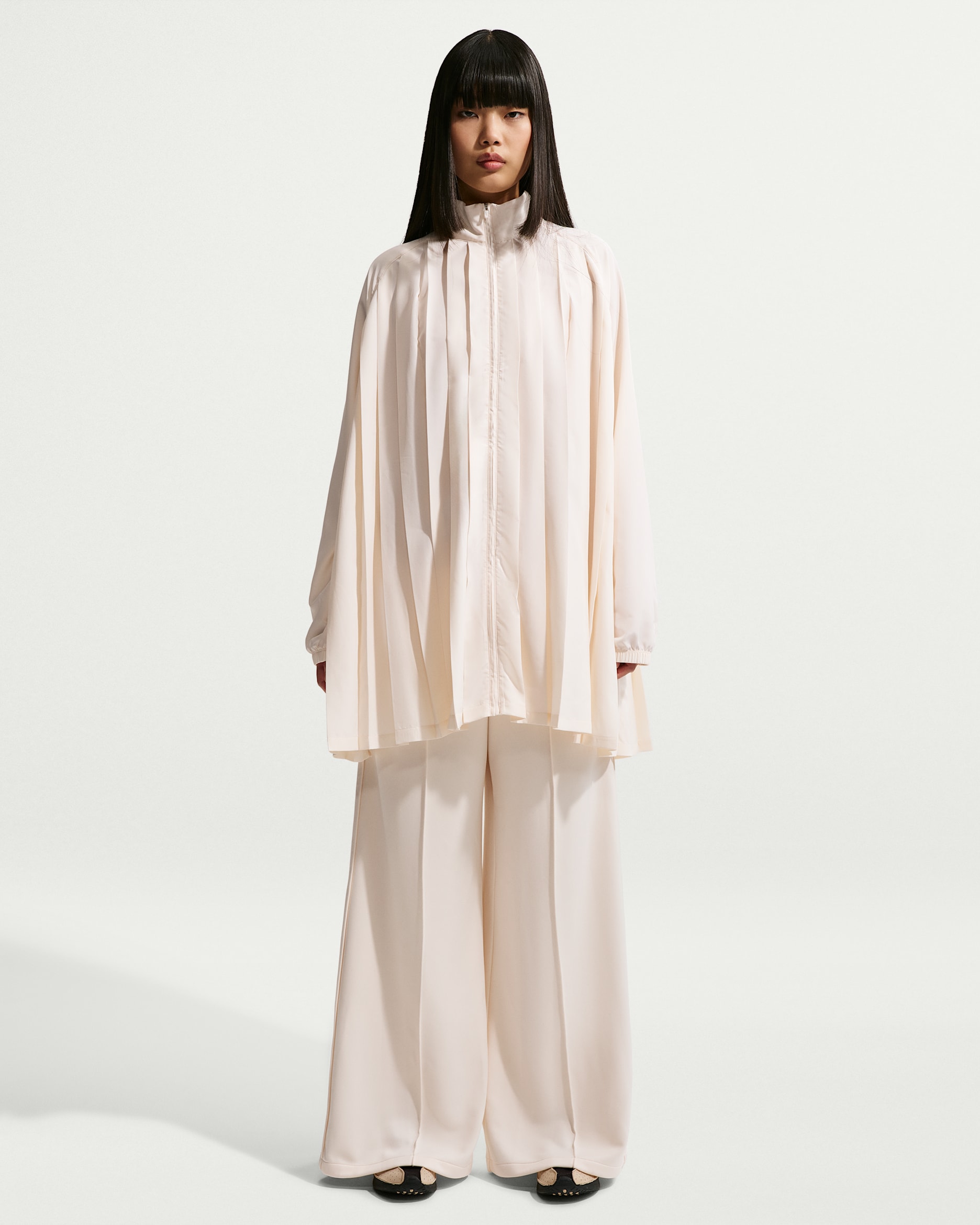 Nike Sportswear oversized mini-jurk met plooien en lange mouwen voor dames - Chalk/Chalk